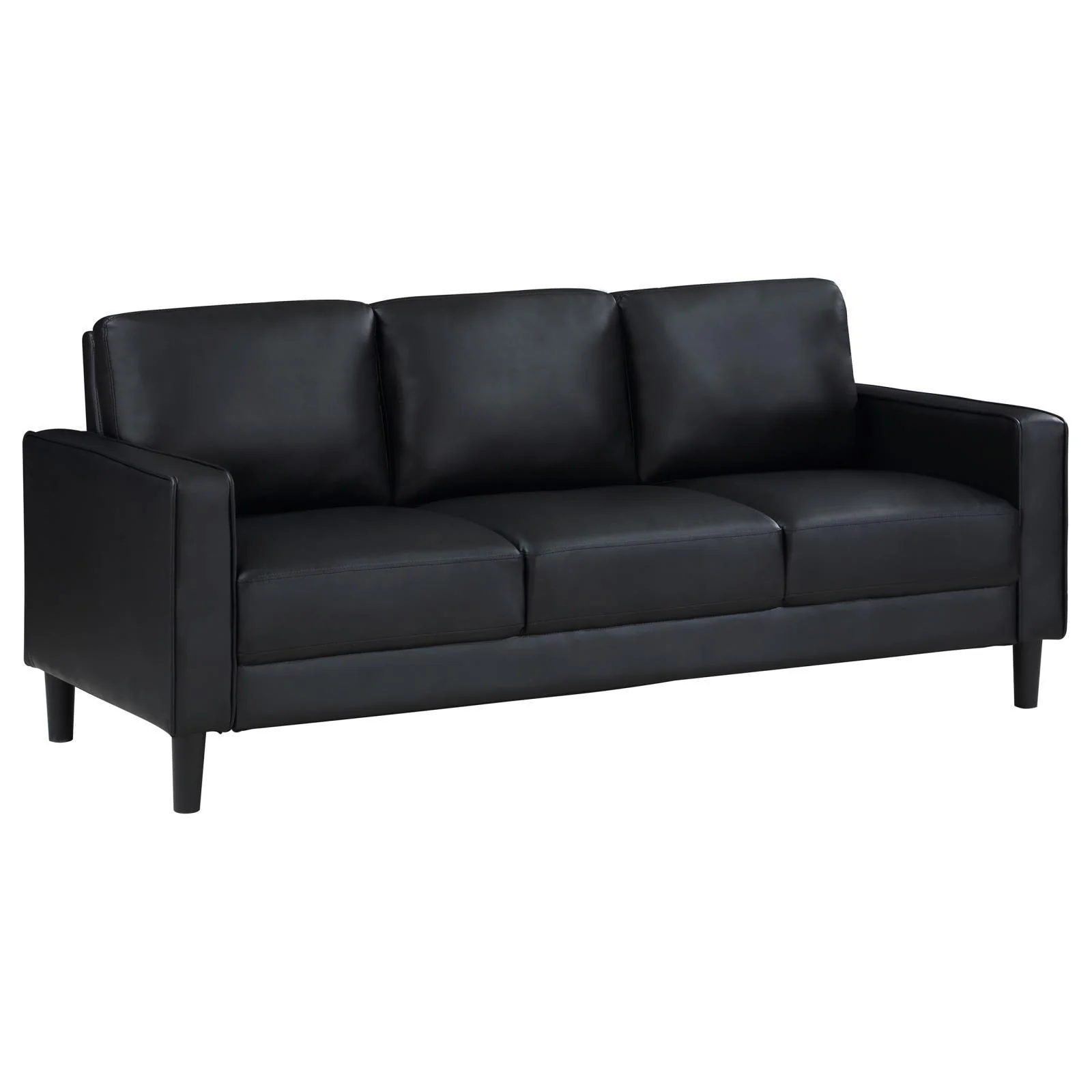 Ruth Upholstered Track Arm Faux Leather Sofa Black - Image 2