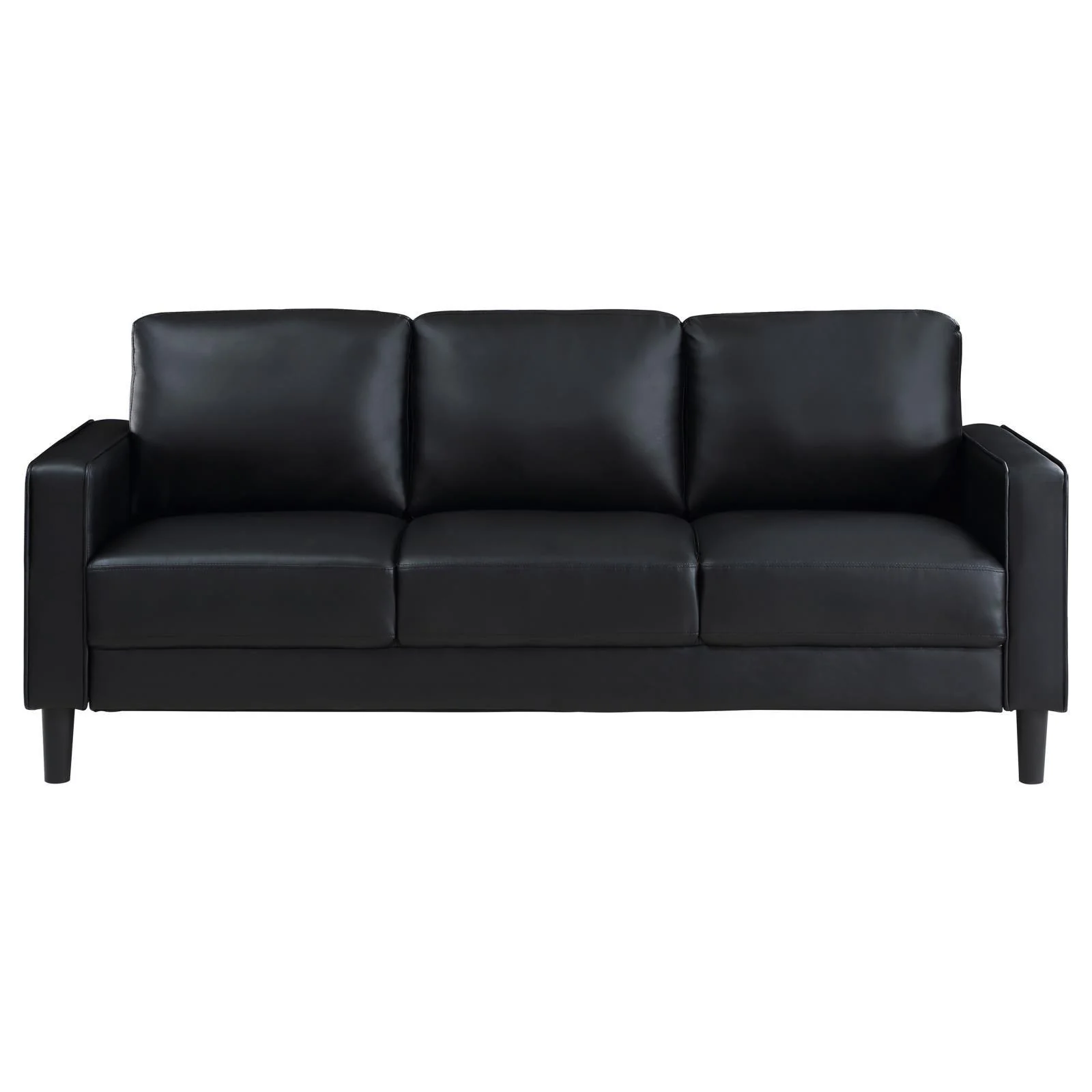 Ruth Upholstered Track Arm Faux Leather Sofa Black - Image 3