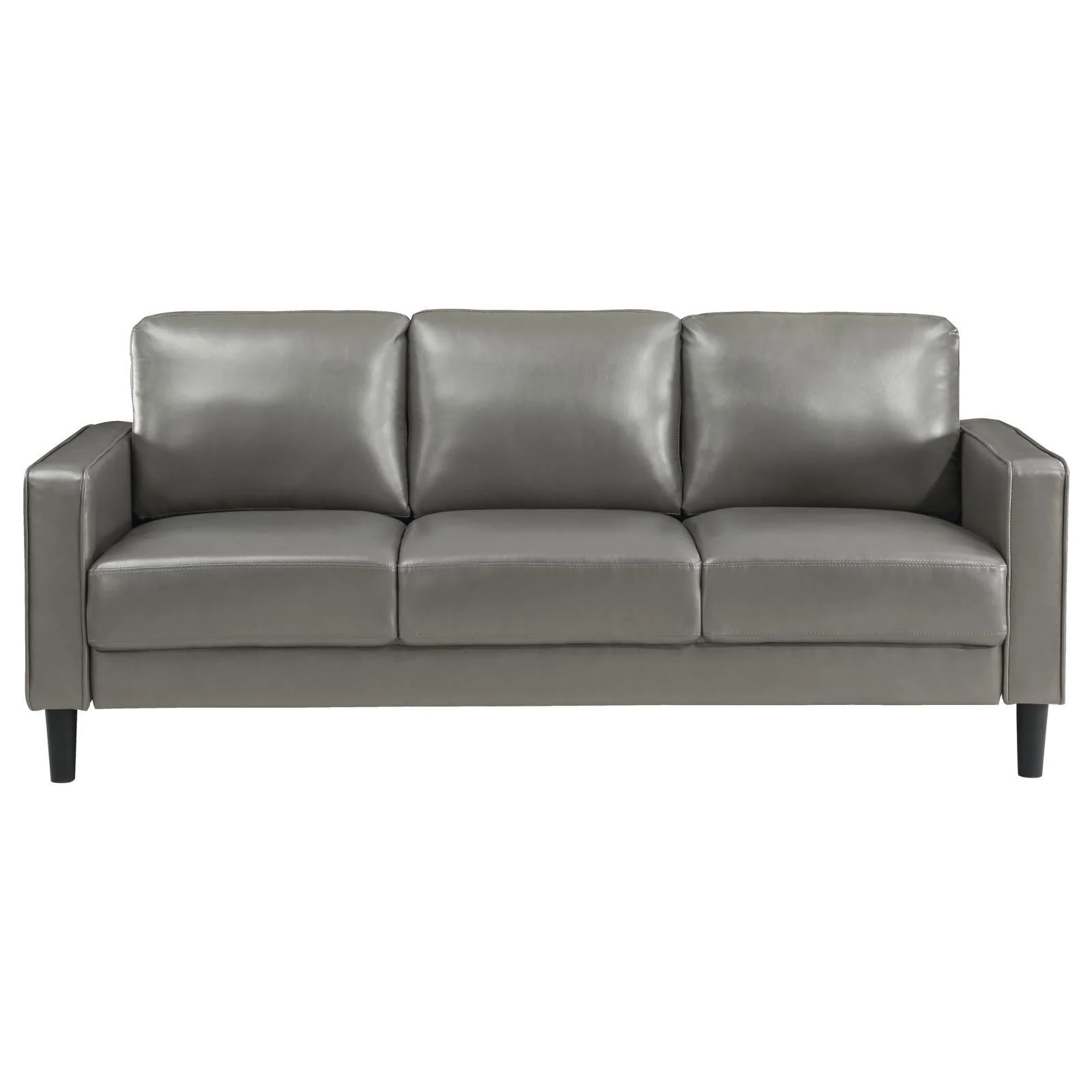 Ruth Upholstered Track Arm Faux Leather Sofa Grey - Image 3