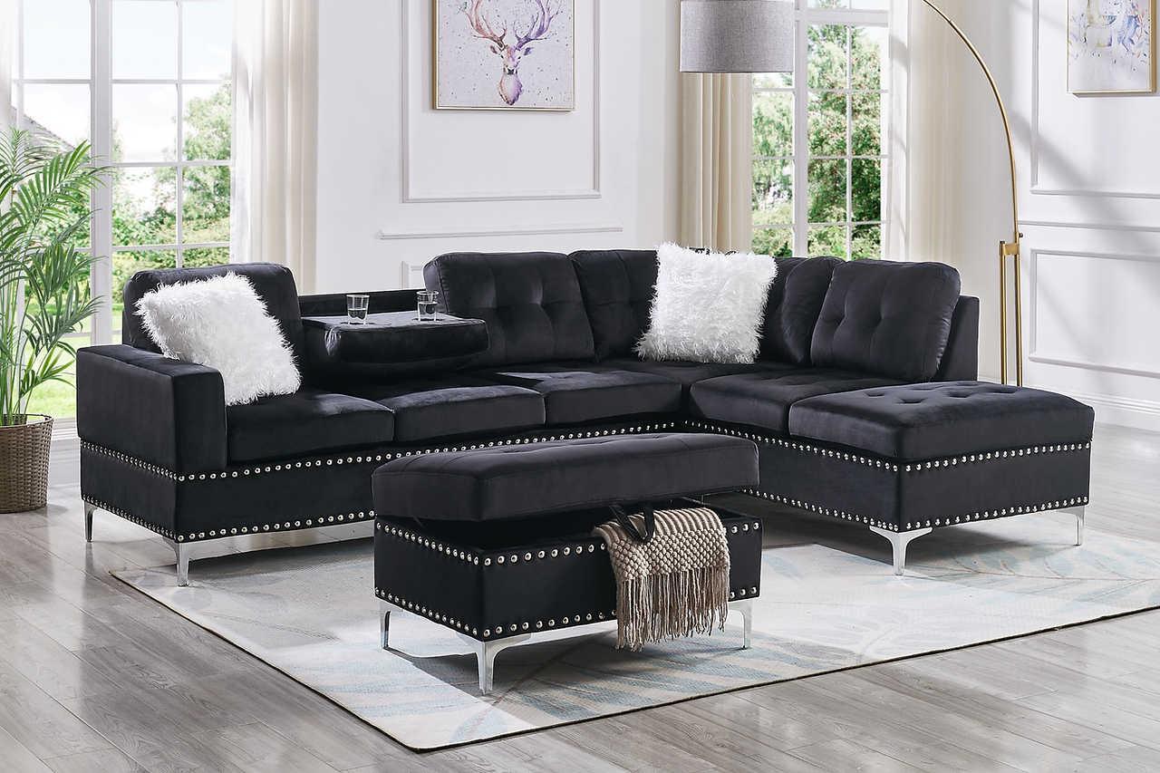Joy Black Storage Ottoman - Image 2