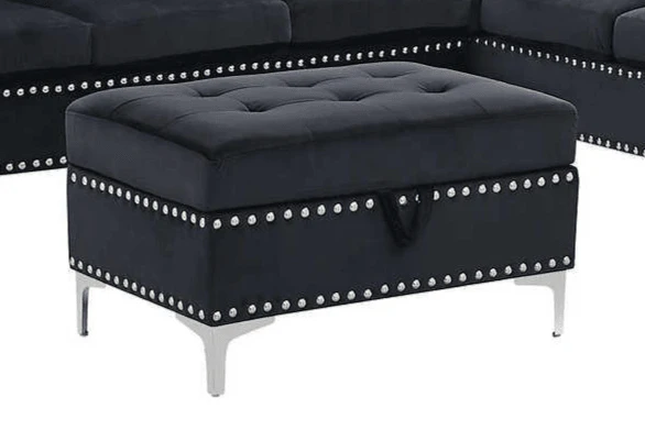 Joy Black Storage Ottoman - Image 1