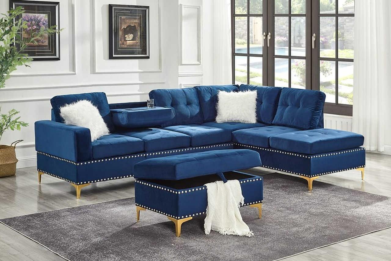 Joy Blue Storage Ottoman - Image 2