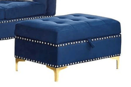 Joy Blue Storage Ottoman - Image 1