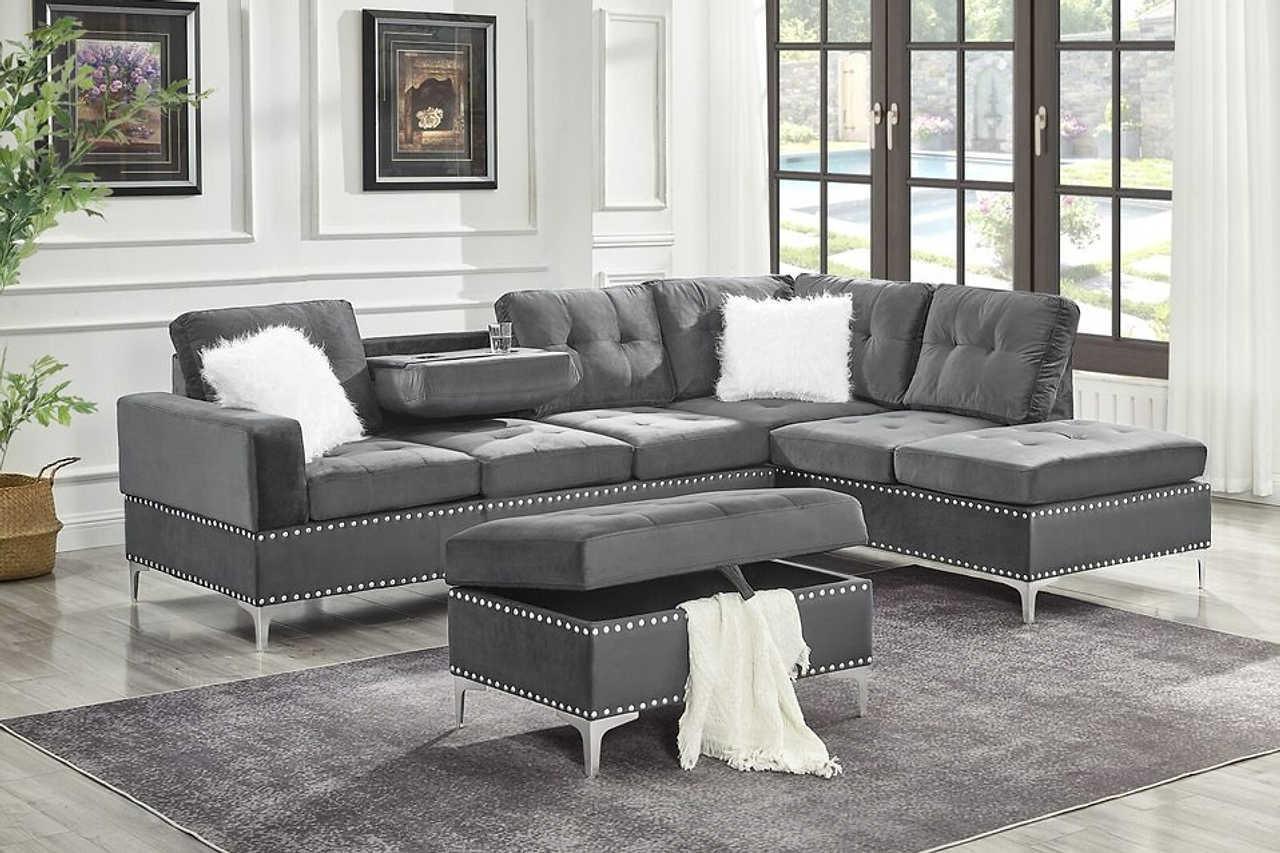 Joy Gray Storage Ottoman - Image 2