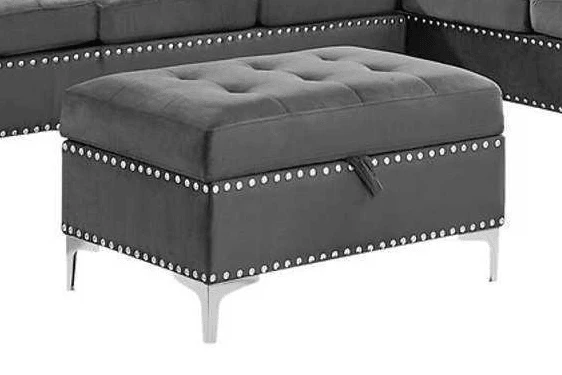Joy Gray Storage Ottoman - Image 1