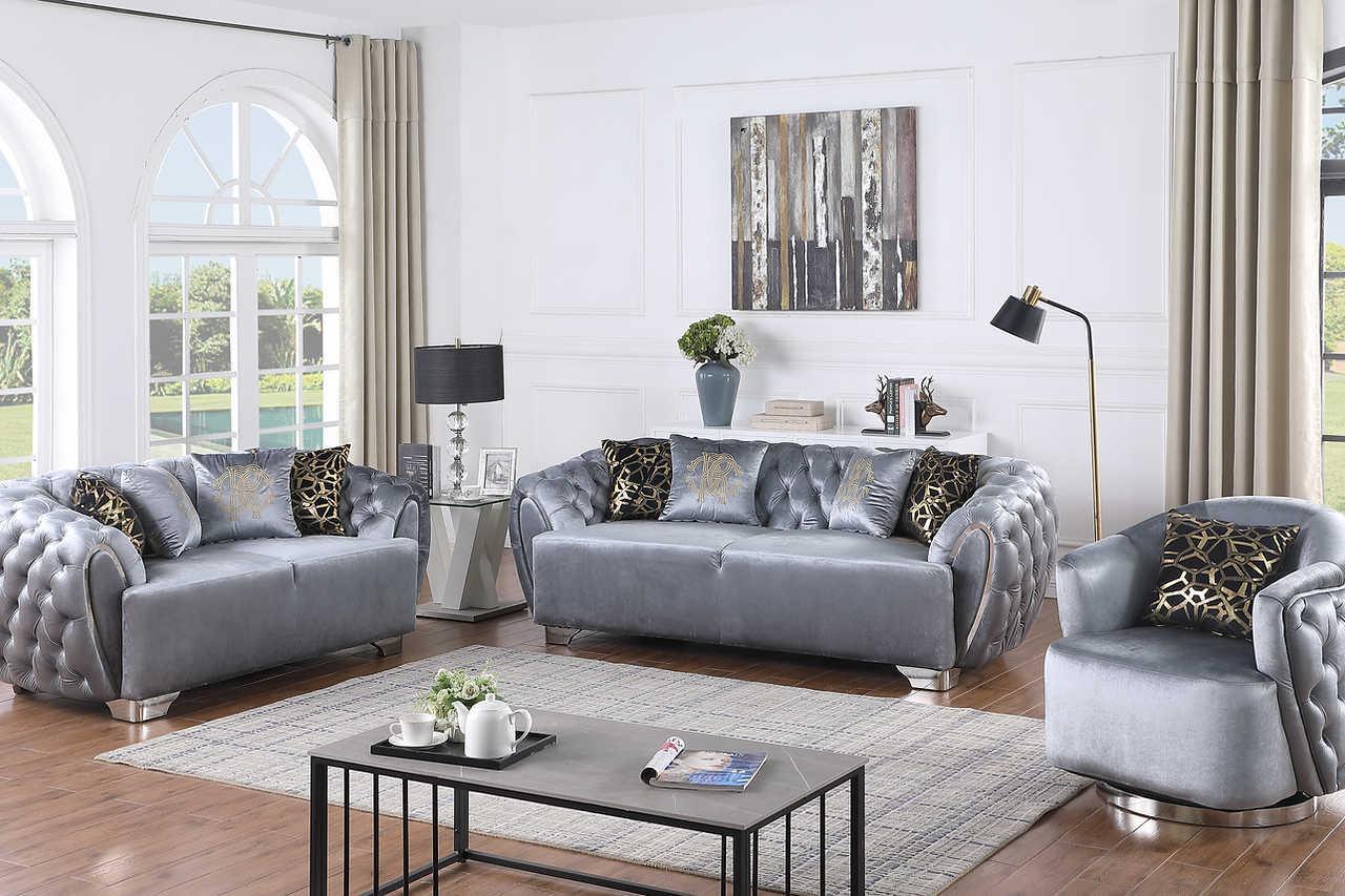 Mila Gray Living Room Set - Image 1