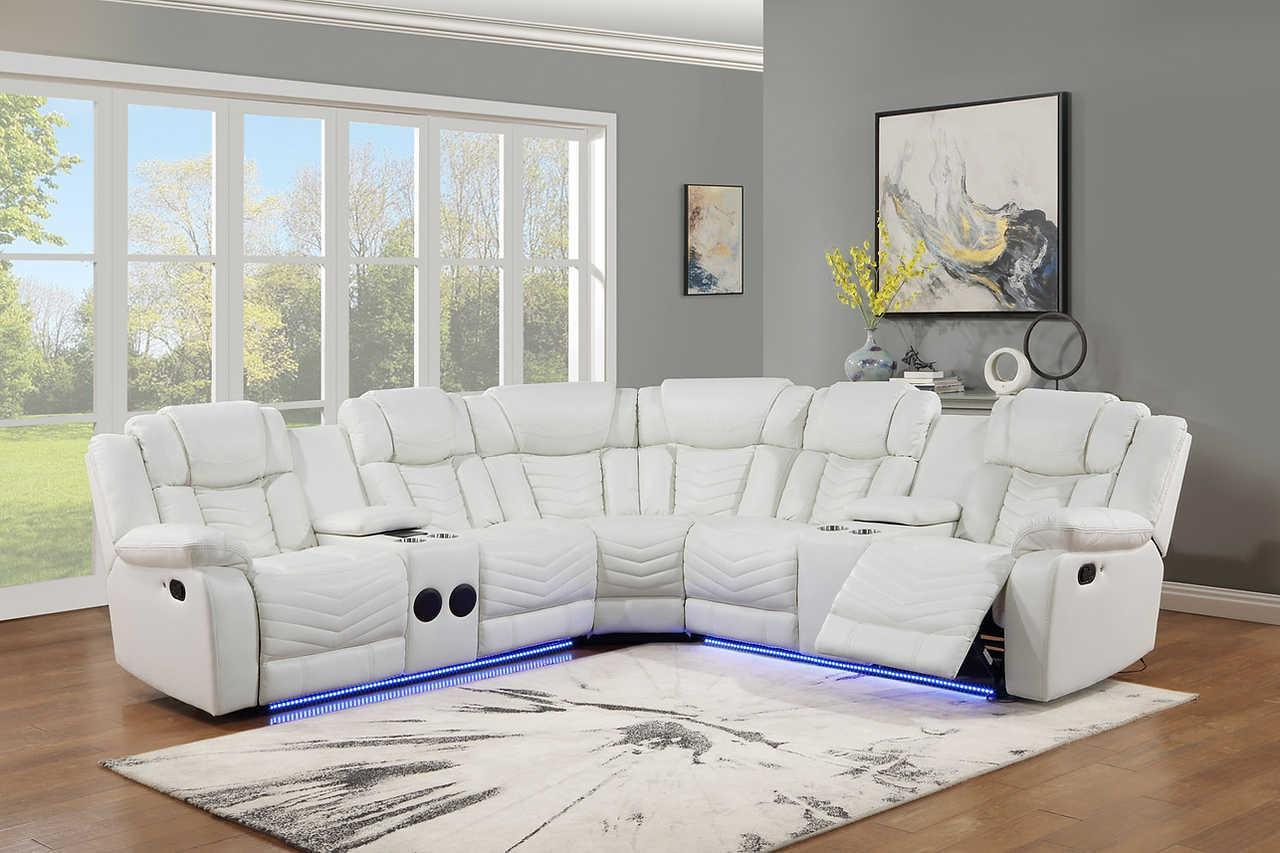 Lucky Charm White Power Reclining Sectional - Image 2