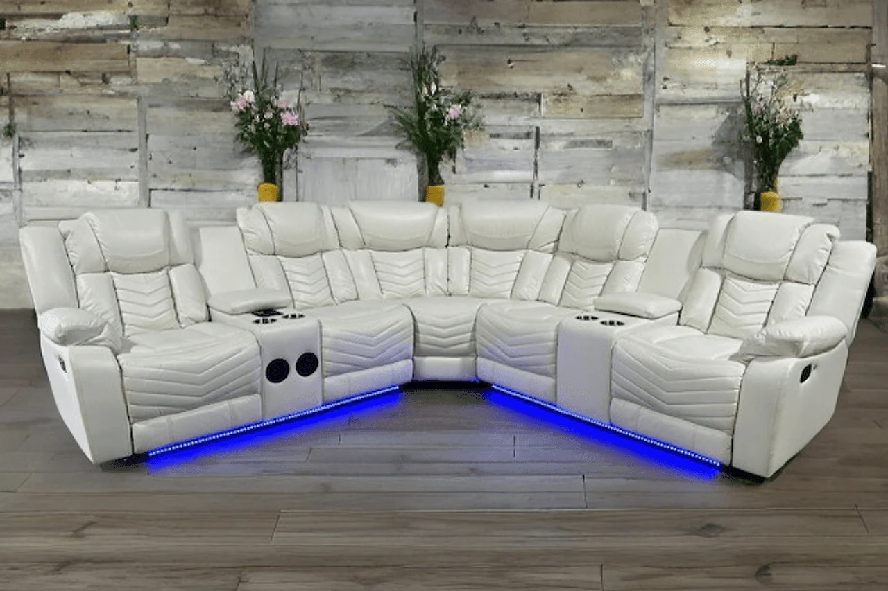 Lucky Charm White Power Reclining Sectional - Image 1