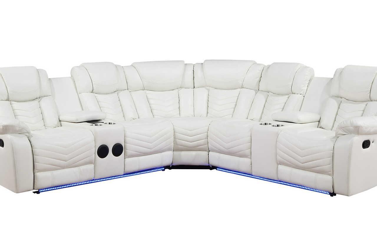 Lucky Charm White Power Reclining Sectional - Image 3