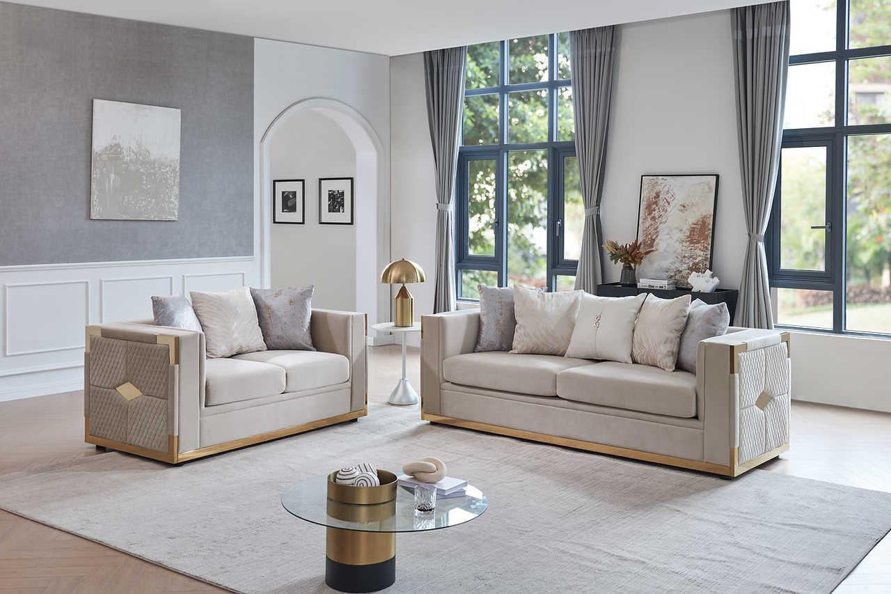 Juliet Cream 2-Piece Living Room Set - Image 1