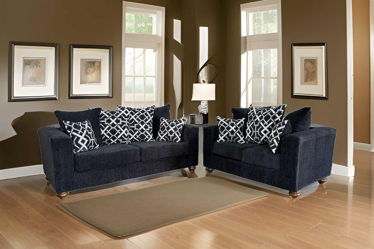 Zander Graphite Velvet 2-Piece Living Room Set - Image 1