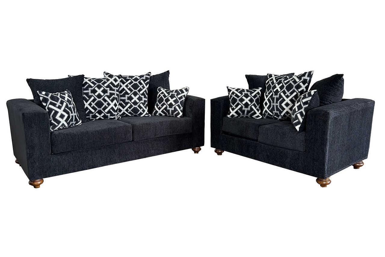 Zander Graphite Velvet 2-Piece Living Room Set - Image 2