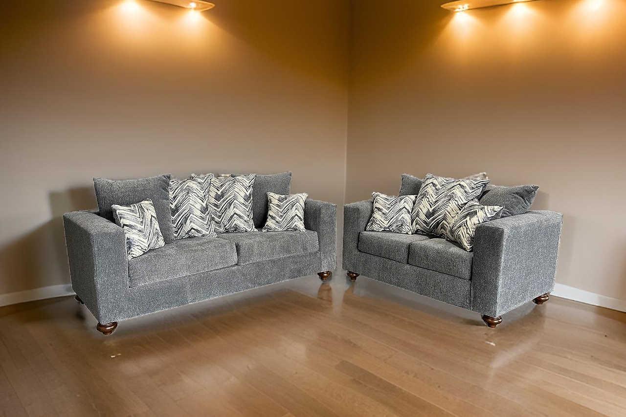 Zander Gray Velvet 2-Piece Living Room Set - Image 1