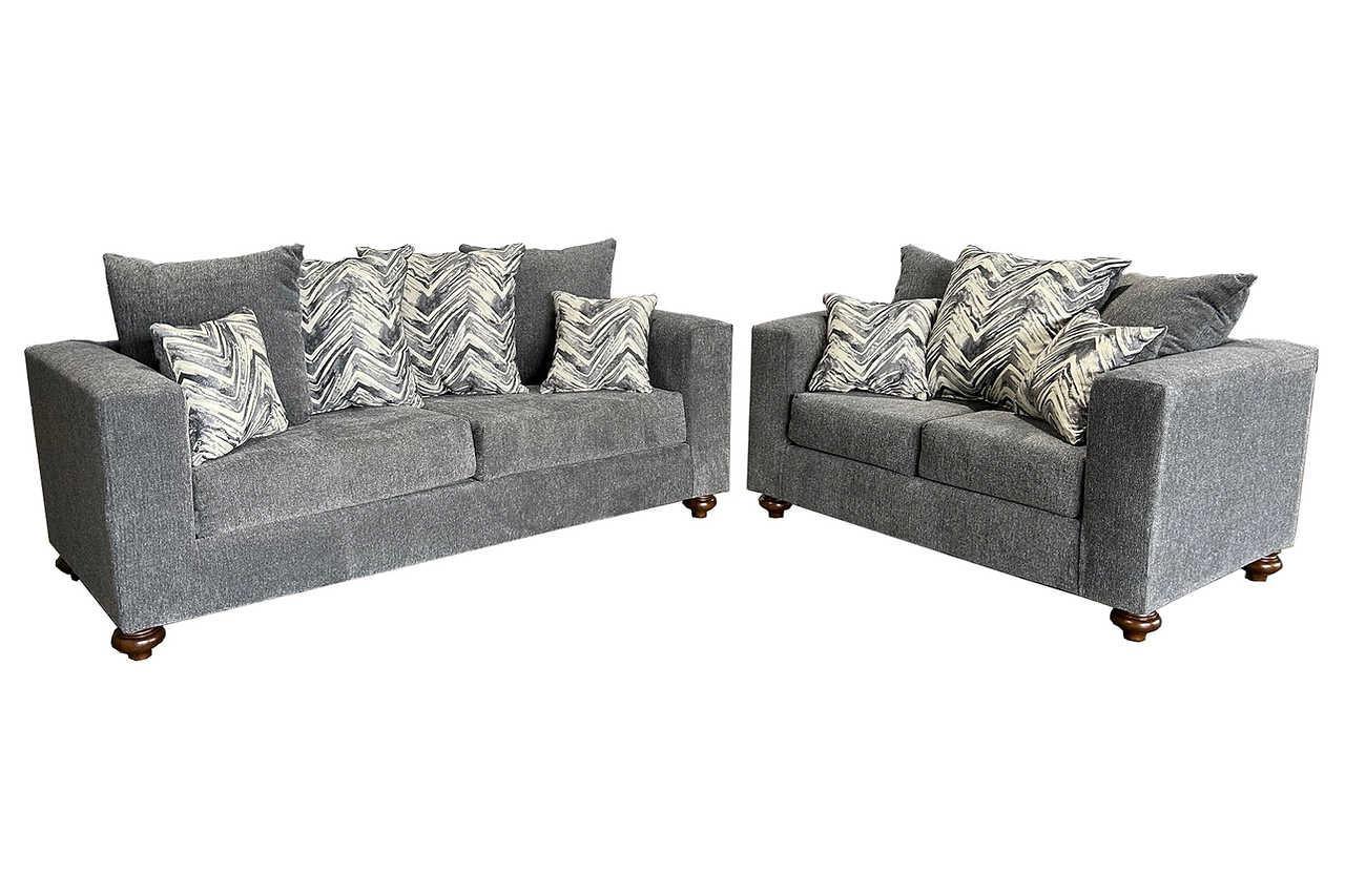 Zander Gray Velvet 2-Piece Living Room Set - Image 2