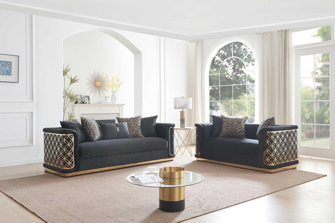 Riya Black 2-Piece Living Room Set - Image 1