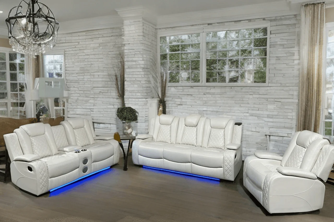 New York White Reclining Set - Image 1