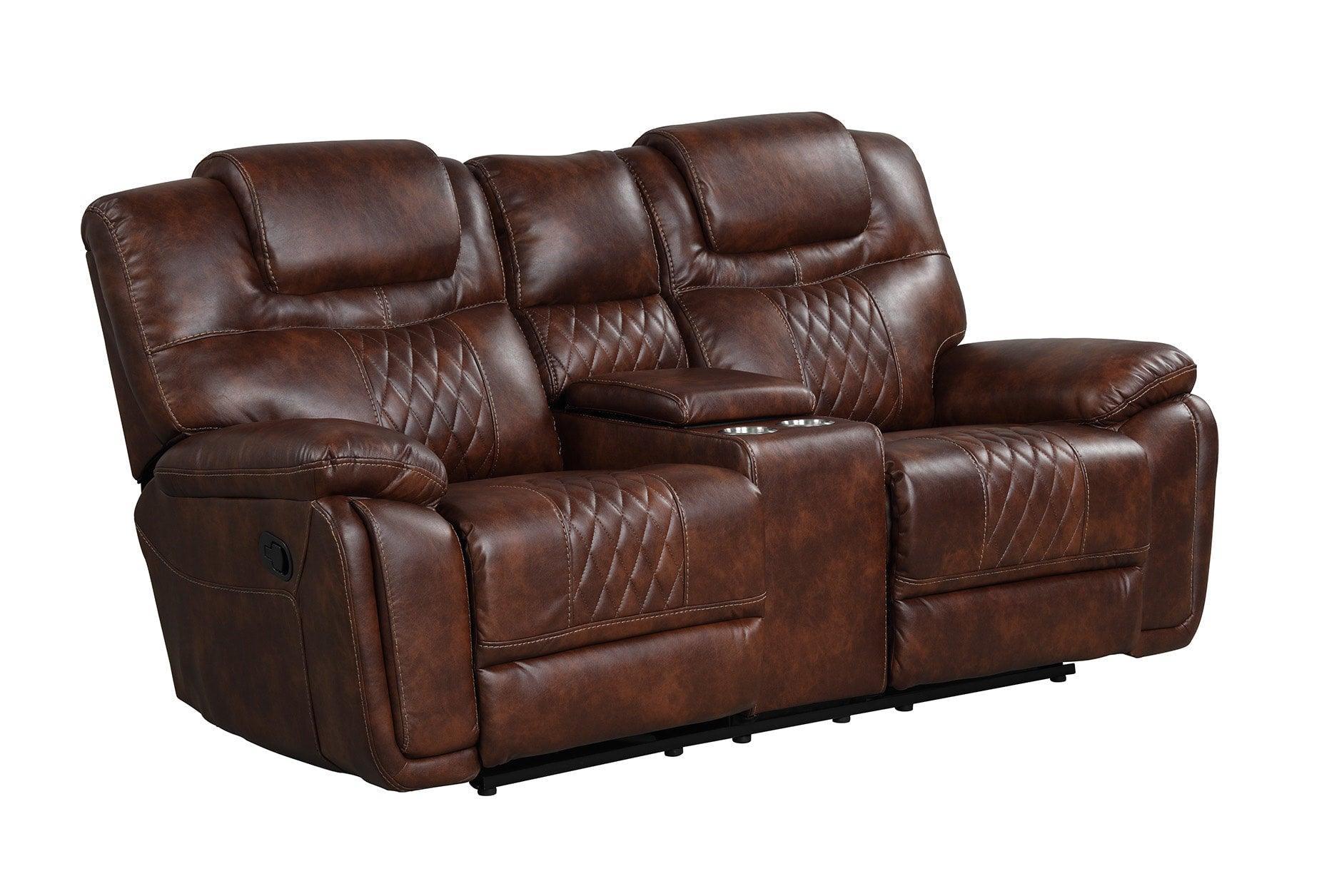 Galveston Brown Faux Leather Oversized 3-Piece Reclining Set - Image 2