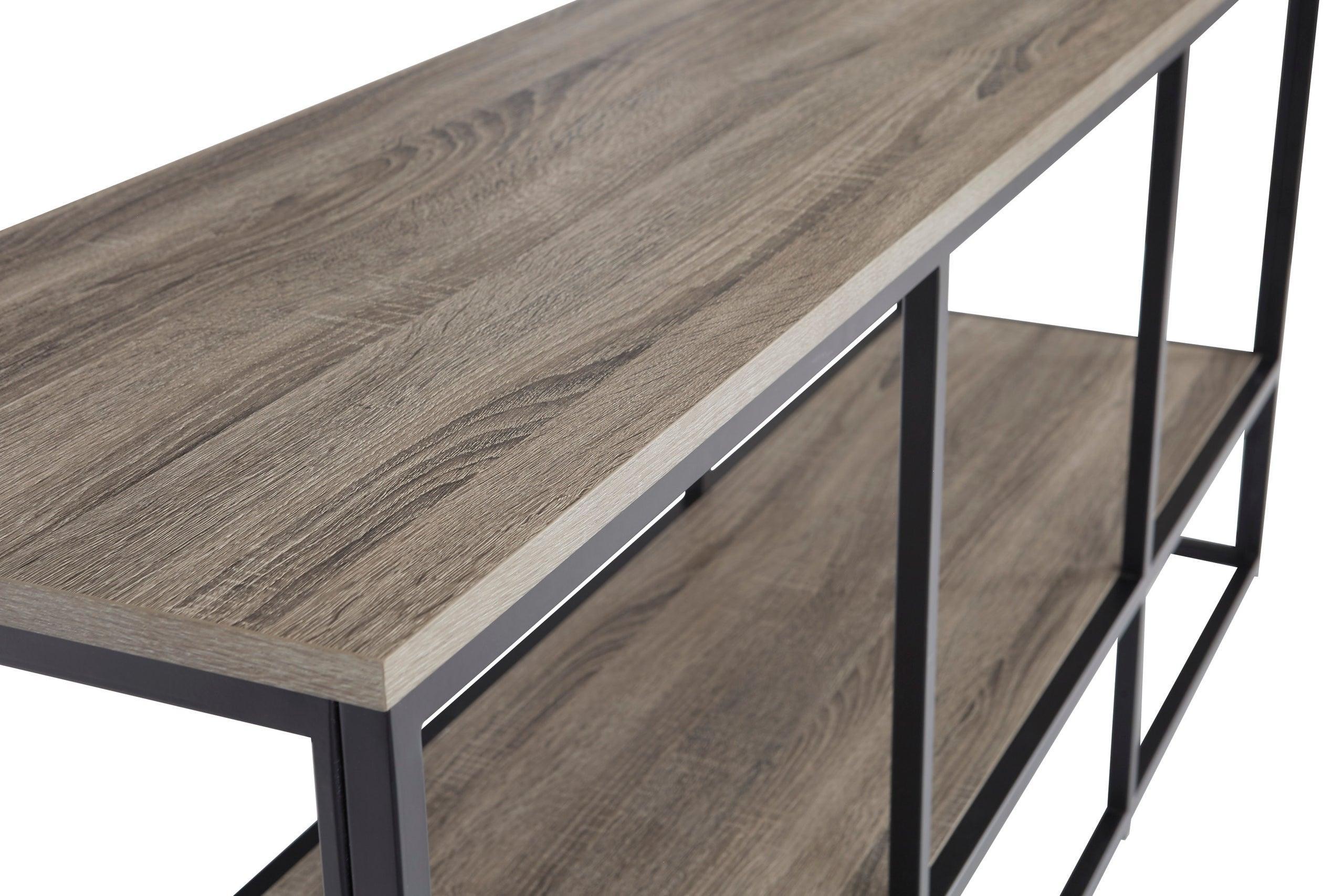 Wadeworth Black Brown Industrial TV Stand With Cabinet - Image 3