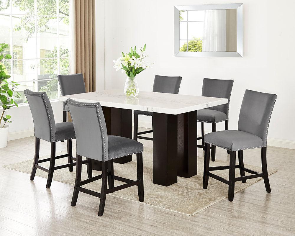 Finley Gray Genuine Marble Counter Height Set - Image 1