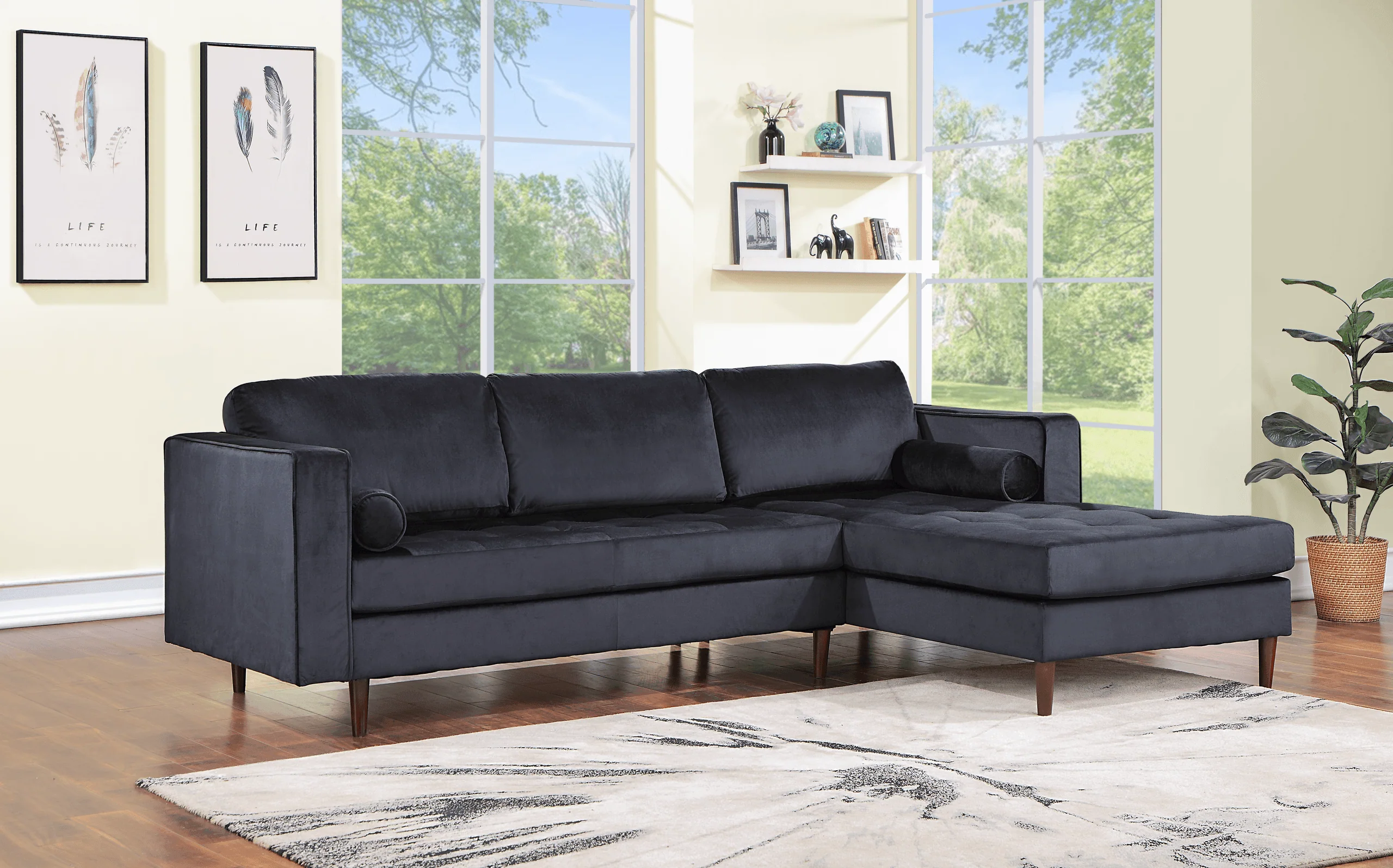 Roxy Blue Velvet Sectional - Image 2