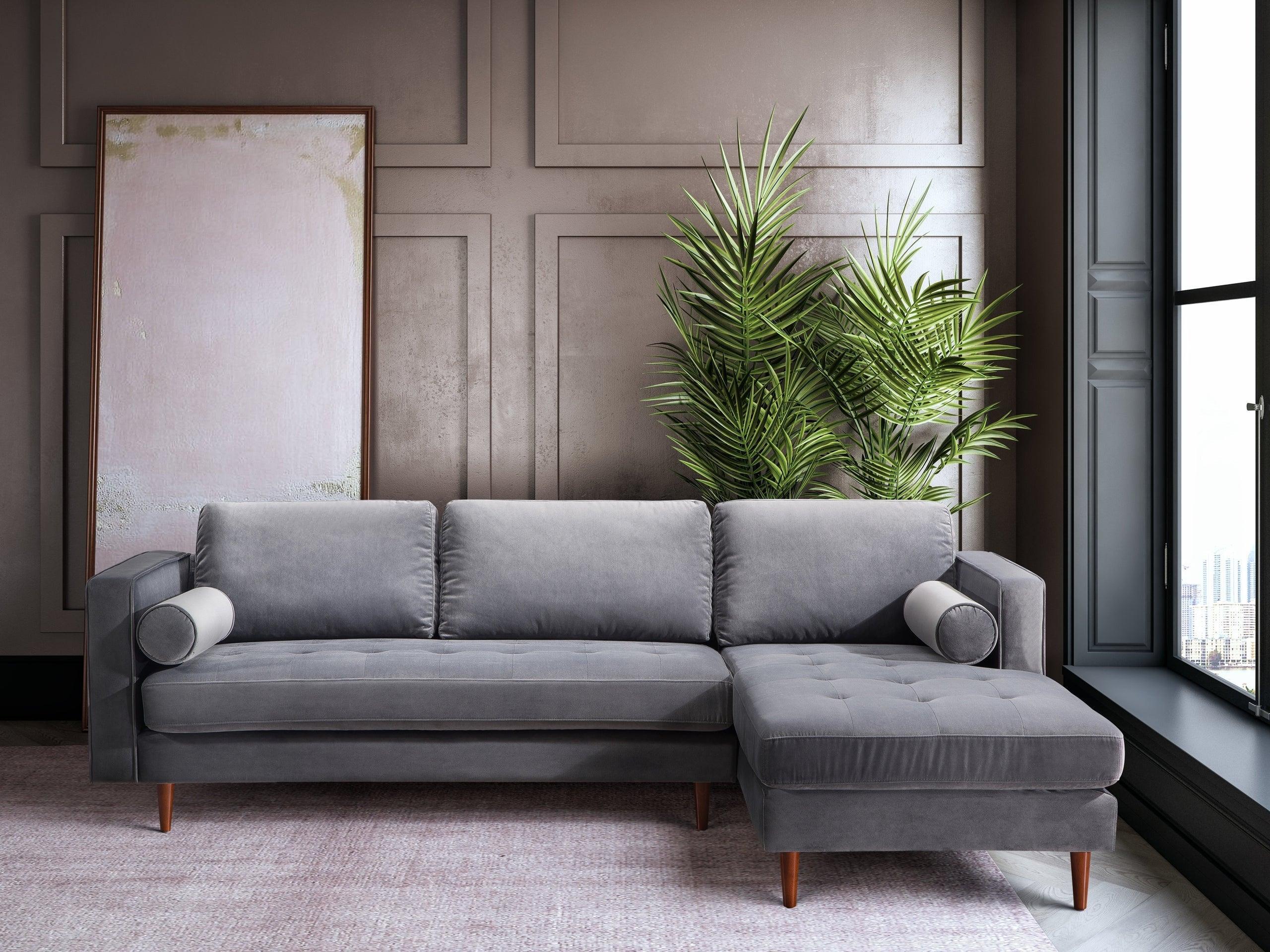 Roxy Gray Velvet Sectional - Image 2