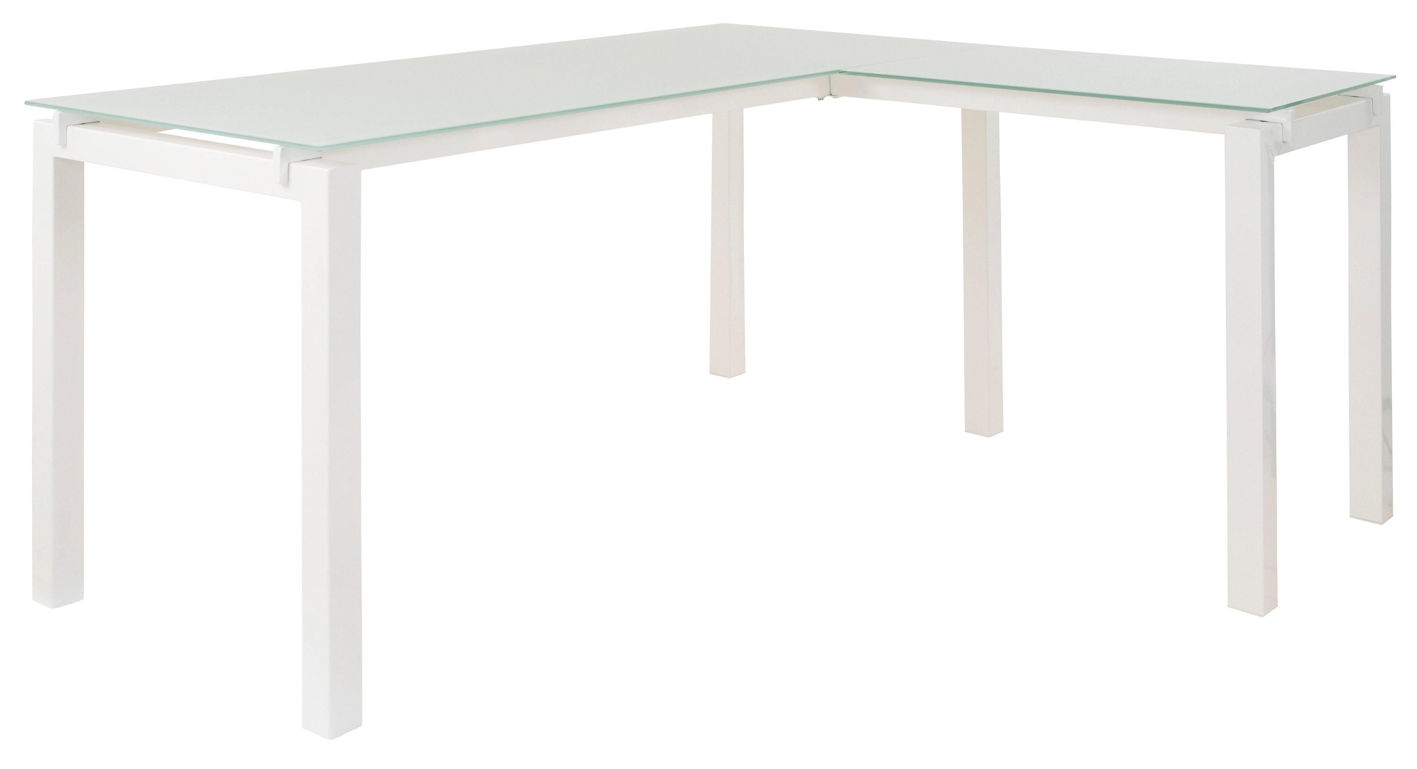 Baraga White Classic Glass Computer Office L-Desk - Image 2