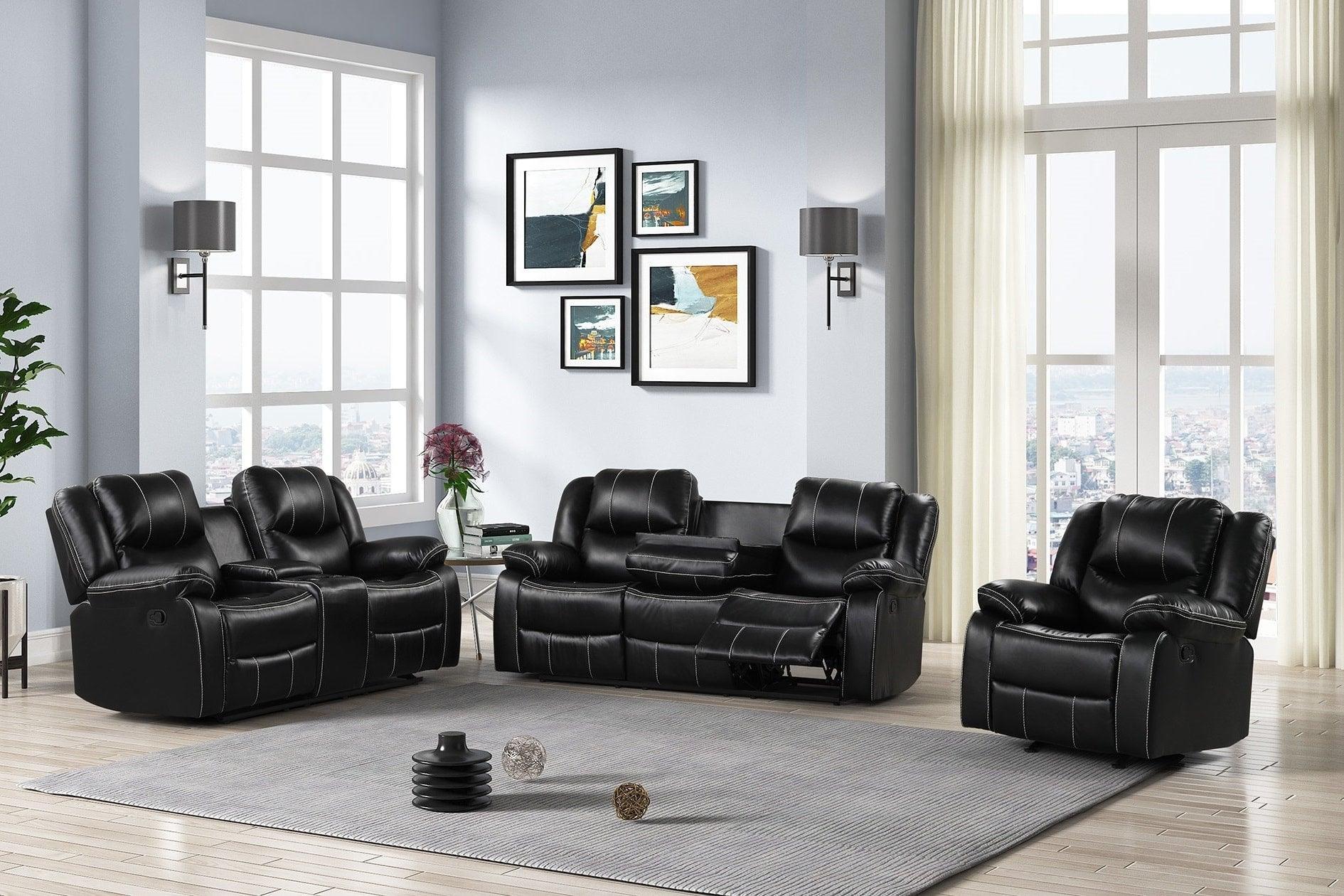 Carter Black 3-Piece Reclining Set - Image 1
