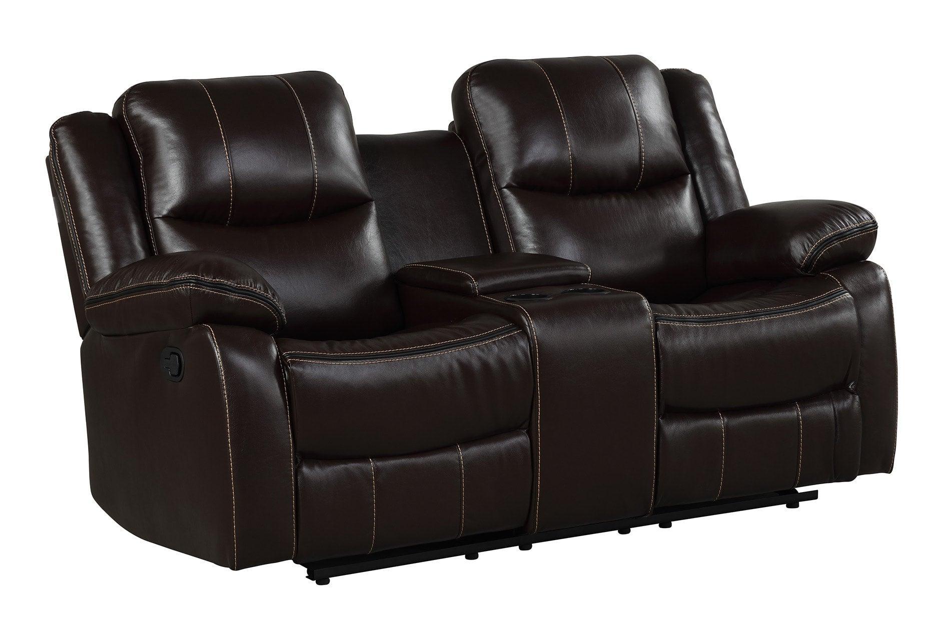 Carter Brown Leather Gel 3-Piece Reclining Set - Image 3