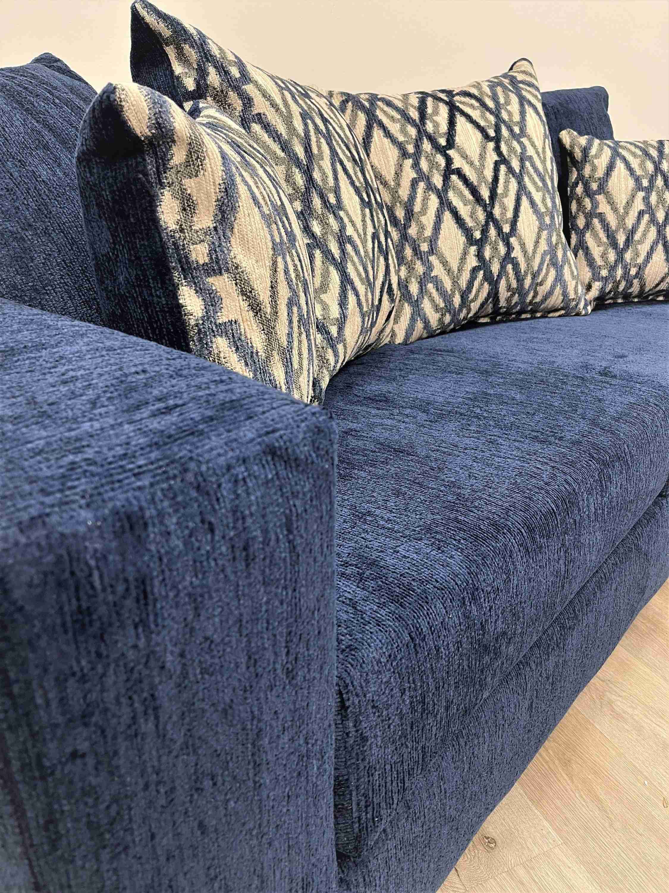 Monroe Blue Chenille Fabric Upholstered Sectional - Image 2