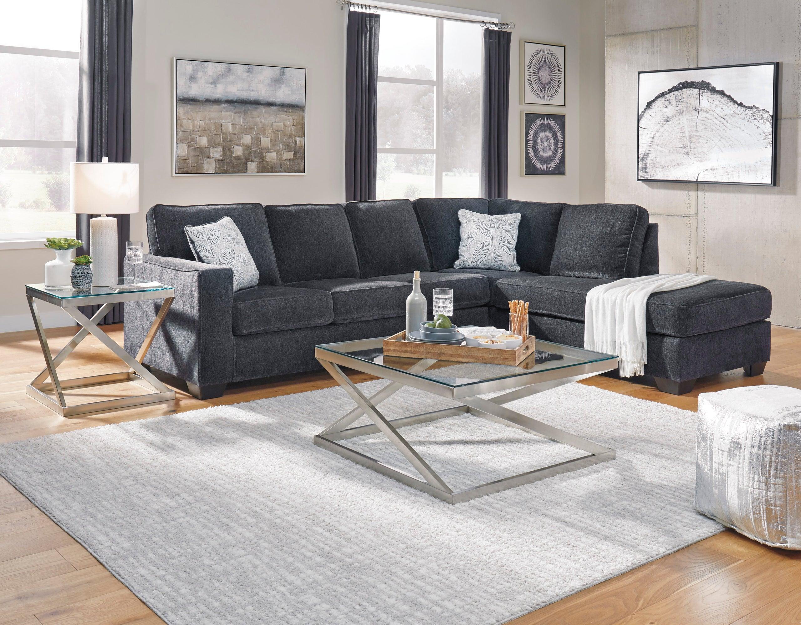 Ashley Raf Chaise Slate Legs Fabric Sectional - Image 2