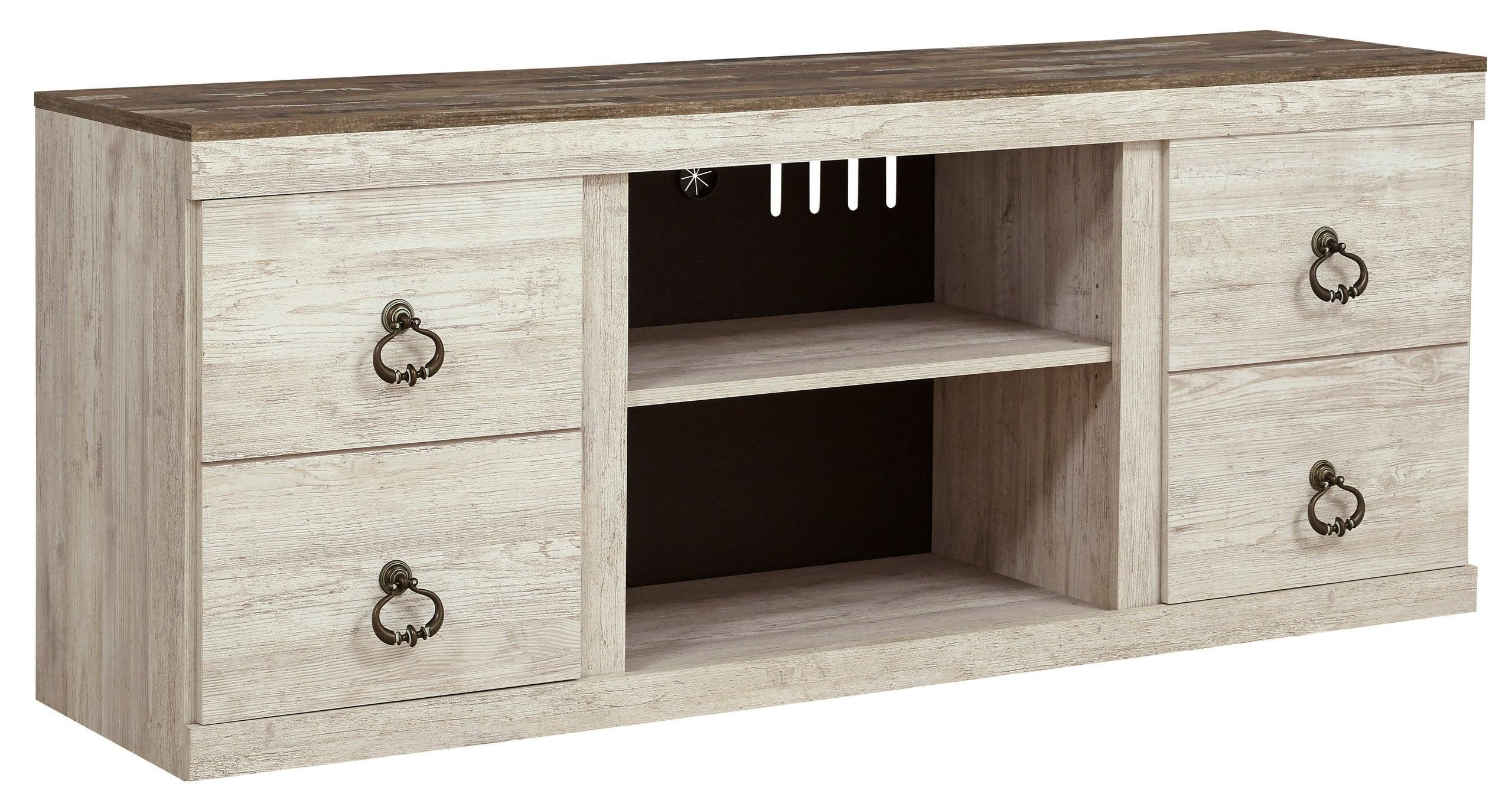 Willowton White TV Stand With Cabinet Storage - Image 2