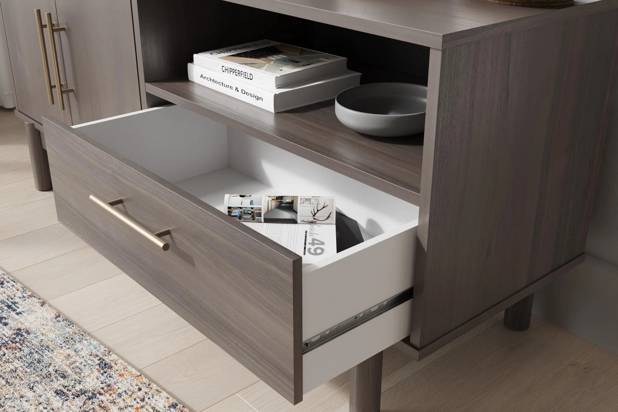 Brymont Mocha Gray TV Stand With Cabinet Storage - Image 3