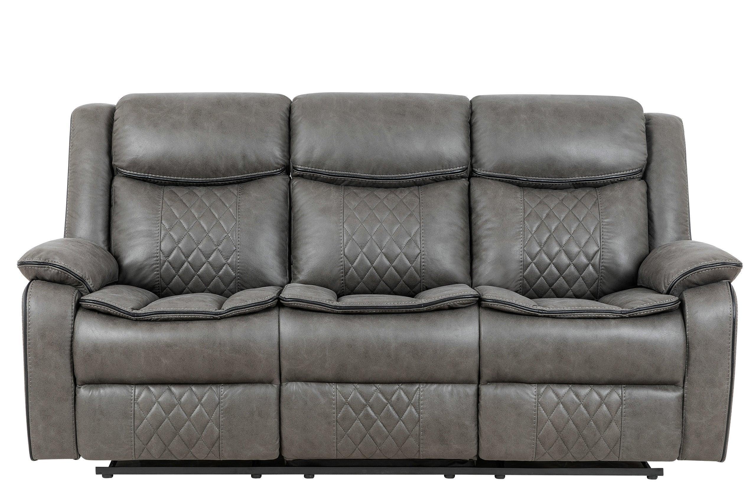 Weston Gray Faux Leather 3-Piece Reclining Living Room Set - Image 2