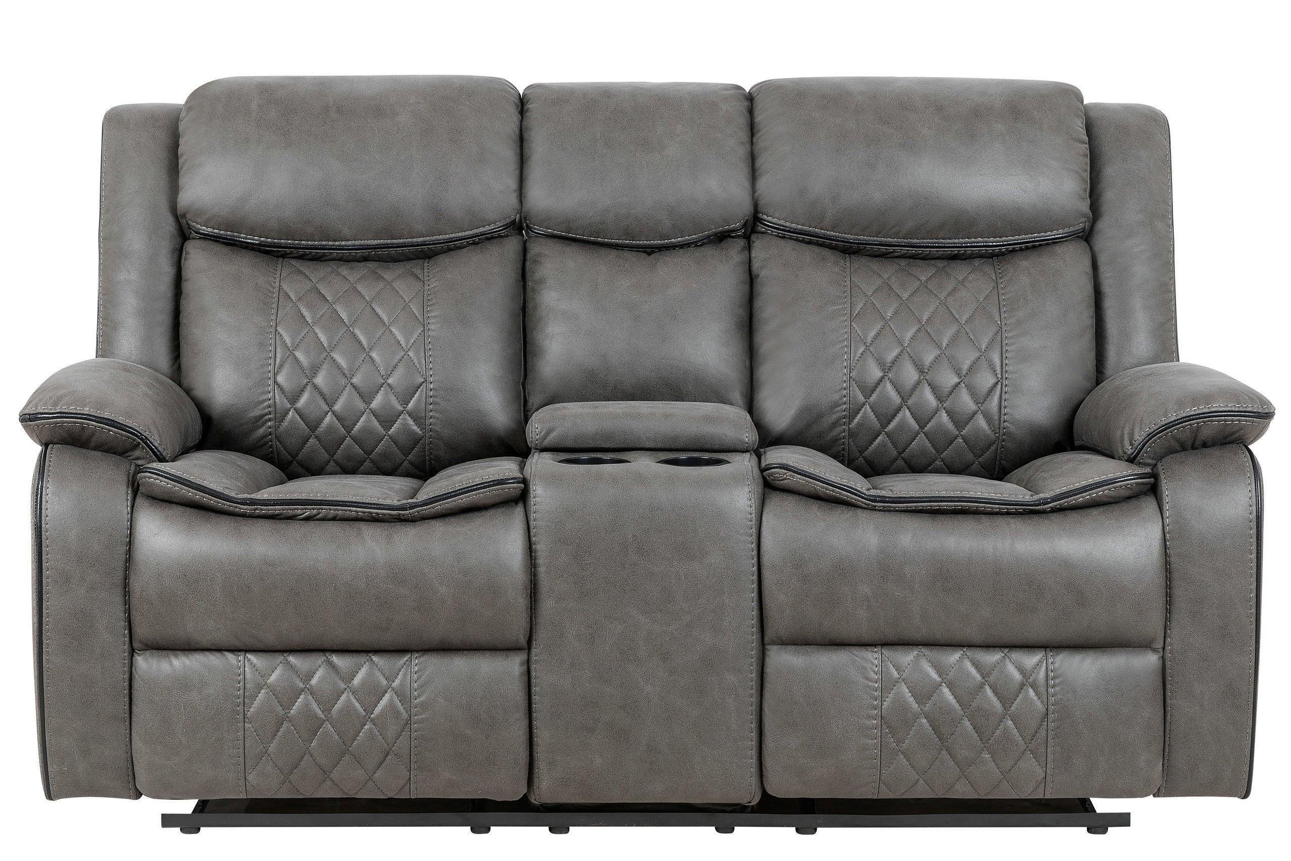 Weston Gray Faux Leather 3-Piece Reclining Living Room Set - Image 3