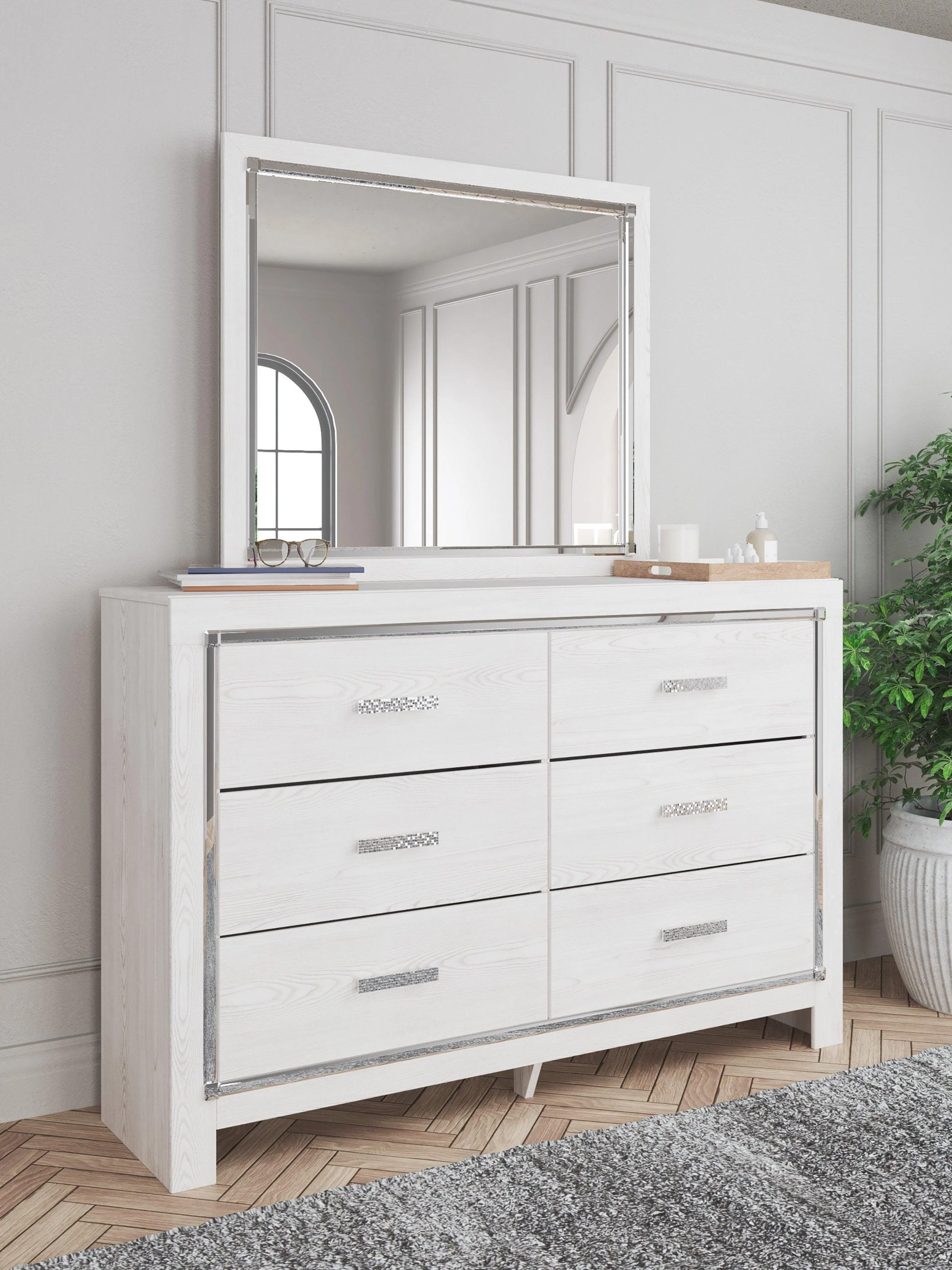 Tula White LED Upholstered Panel Bedroom Set - Image 3