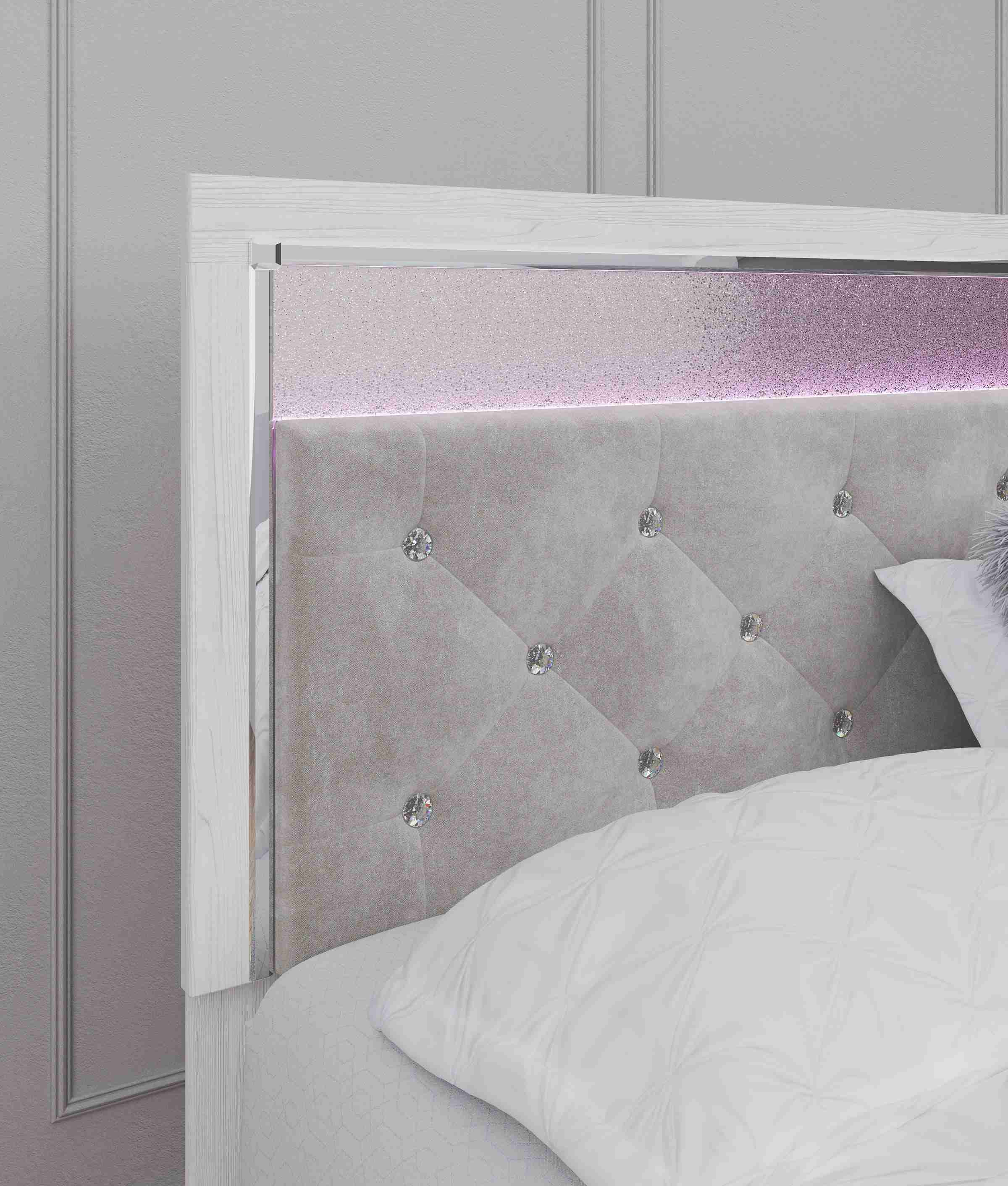 Tula White LED Upholstered Panel Bedroom Set - Image 2