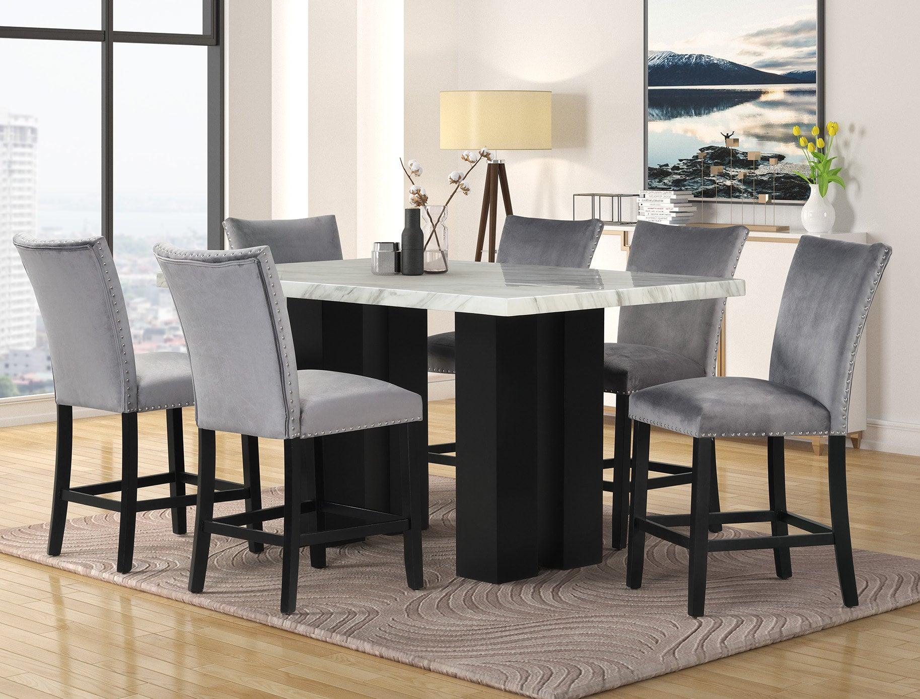 Stockholm Gray Velvet Counter Height Set - Image 1