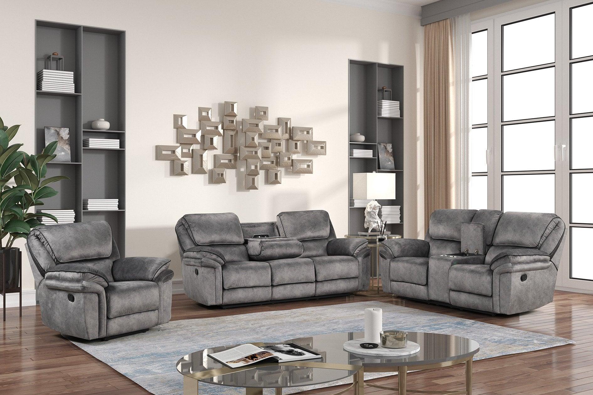Perry Gray Oversized 3-Piece Reclining Set - Image 1