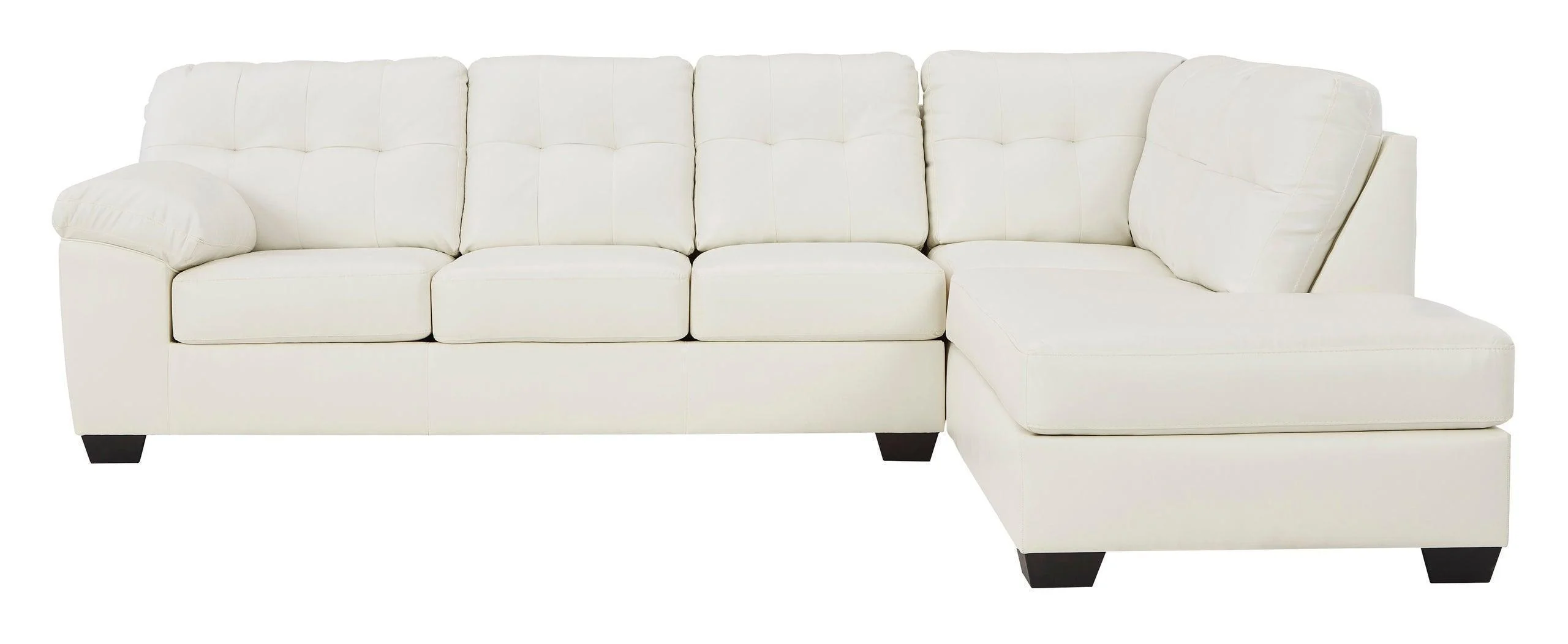 Ashley Raf Chaise White Legs Faux Leather Tufted Sectional - Image 2