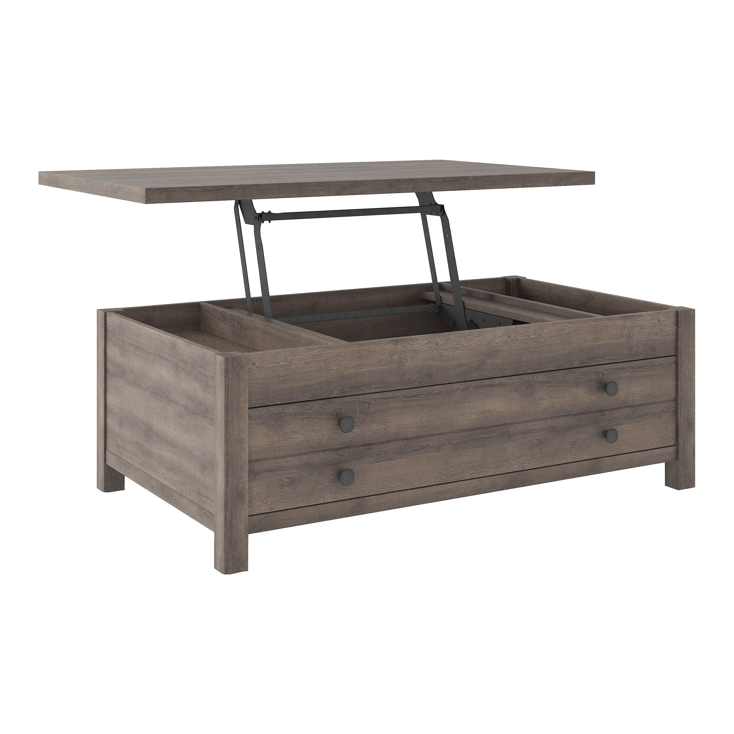 Arlenbry Gray Lift Top Rectangular Cocktail Table with Storage - Image 2