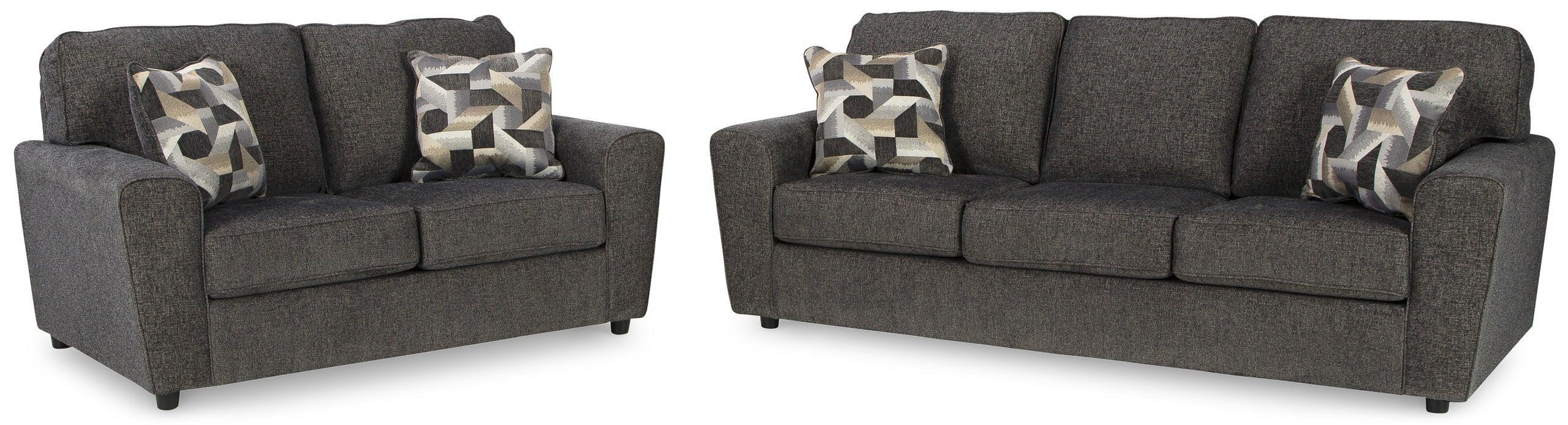 Ashley Slate Thick Fabric Upholstered Sofa Loveseat - Image 2