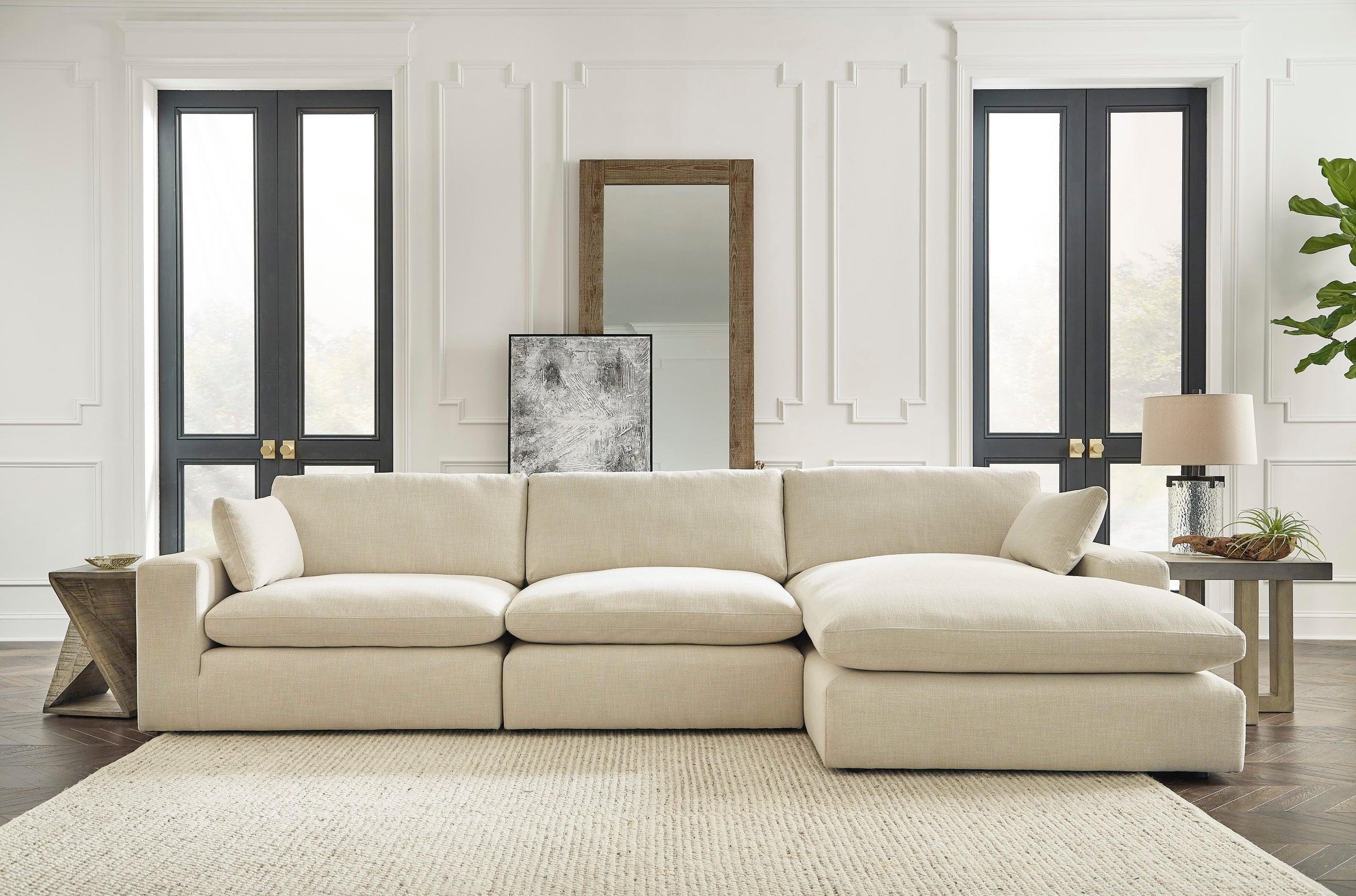 Linen Feather Fiber Blend Oversized Sectional - Image 3
