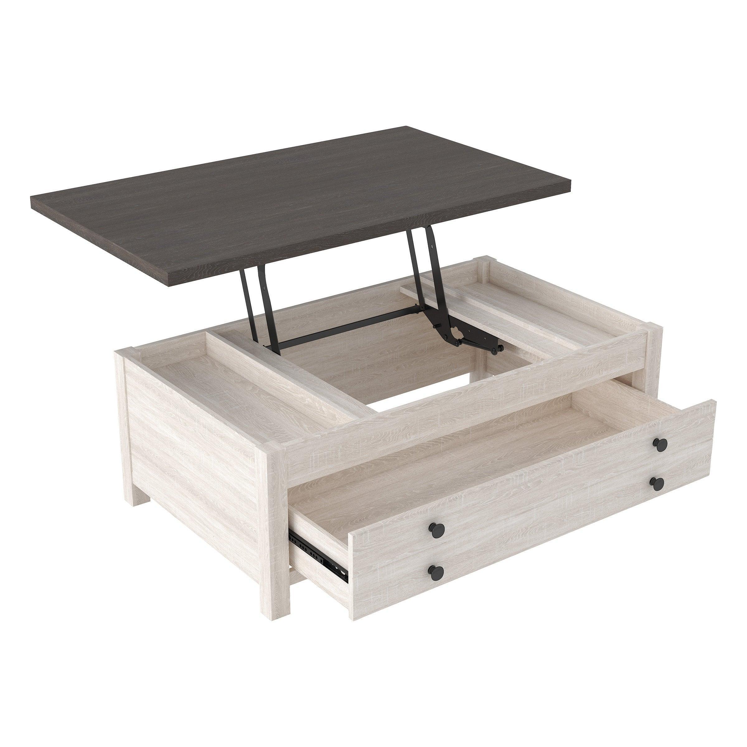 Dorrinson White Lift Top Rectangular Coffee Table With Storage - Image 2