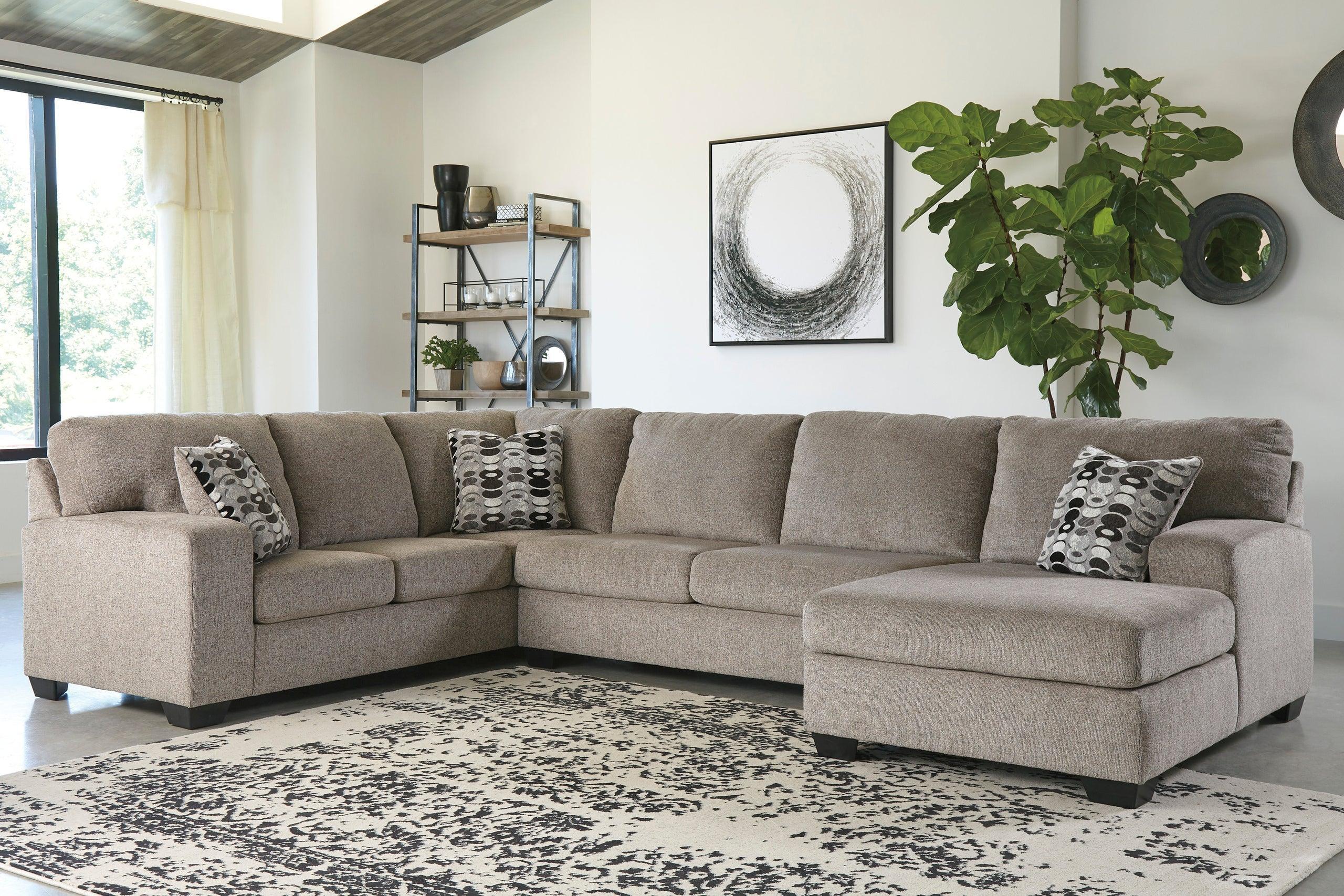 Ashley Platinum Chenille Fabric Sectional - Image 2