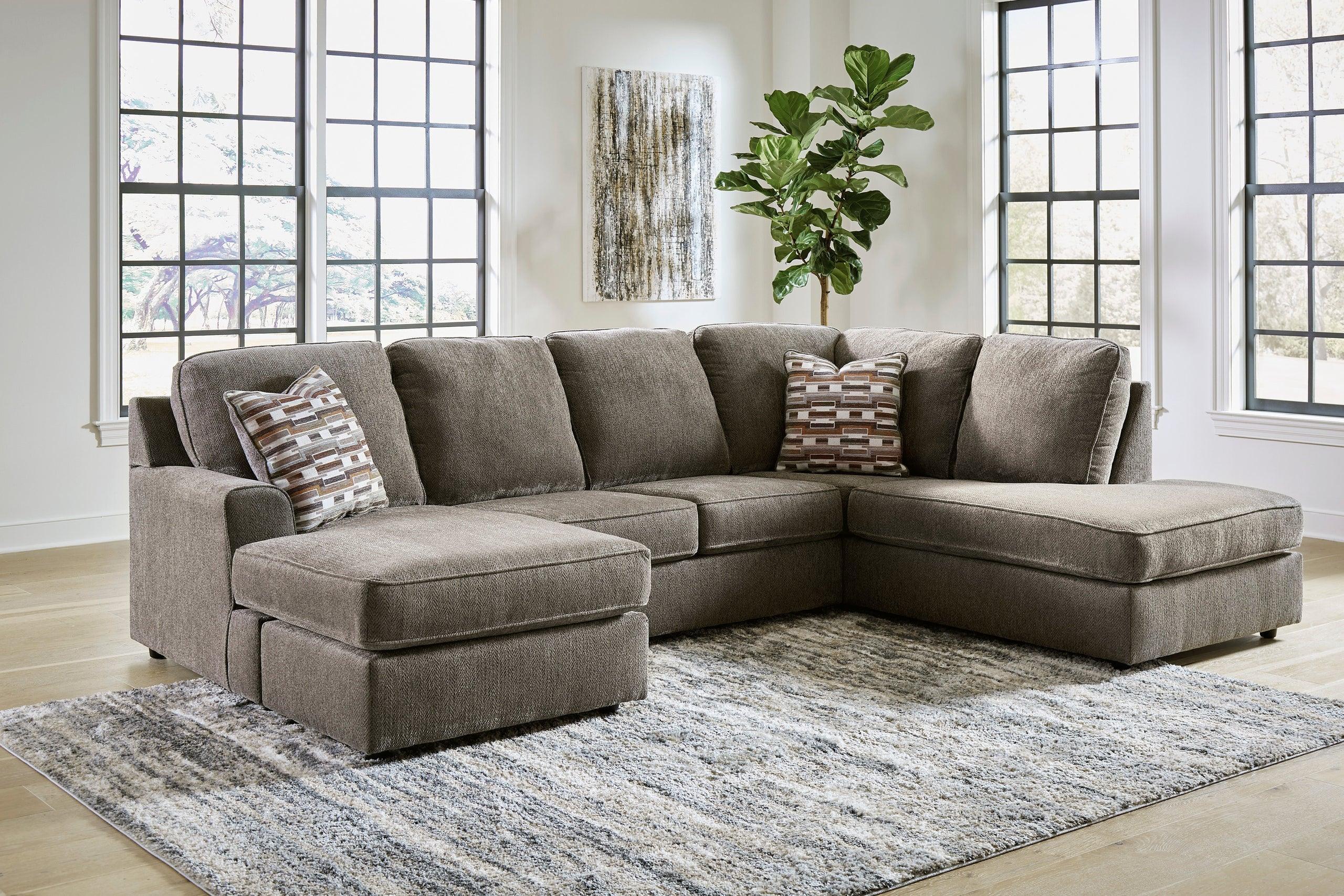 Ashley Putty Fabric Upholstered Sectional - Image 2
