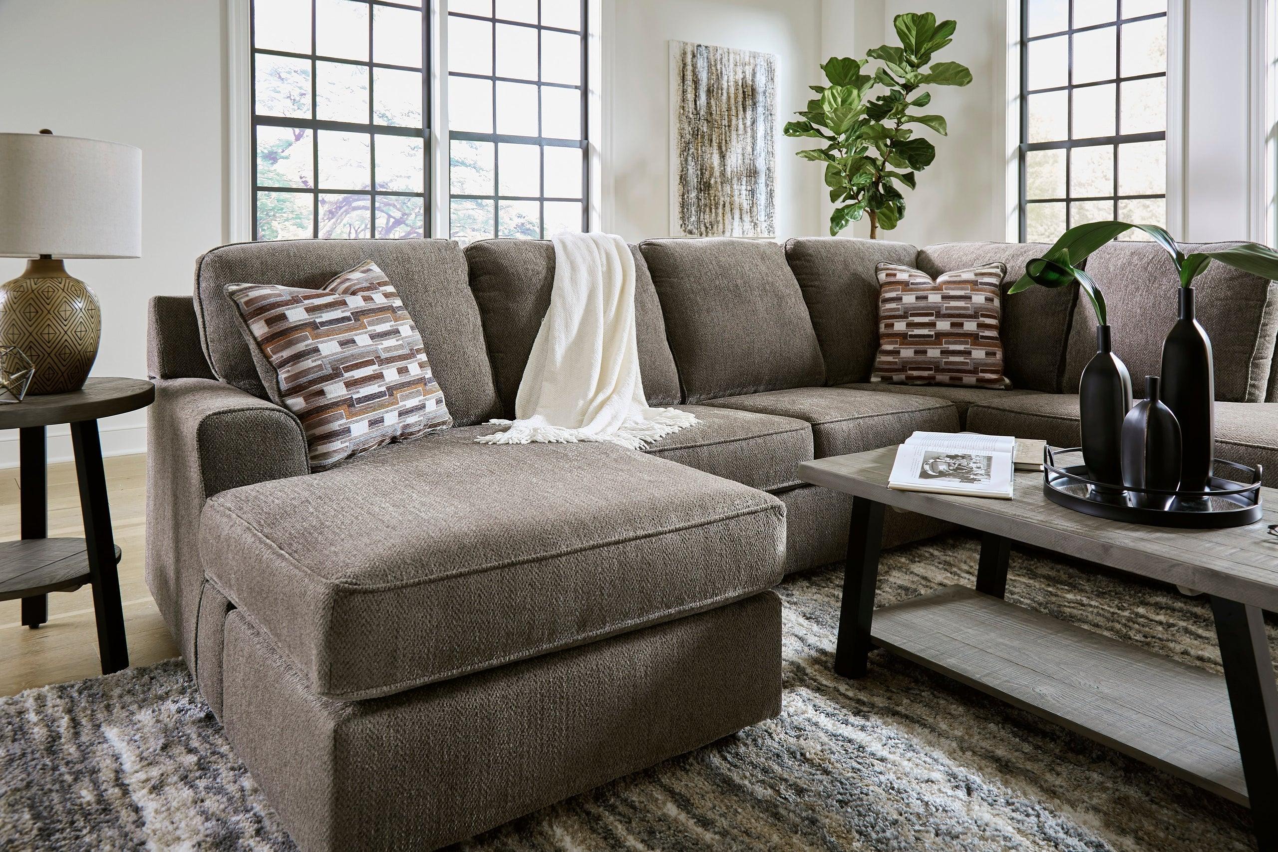 Ashley Putty Fabric Upholstered Sectional - Image 3
