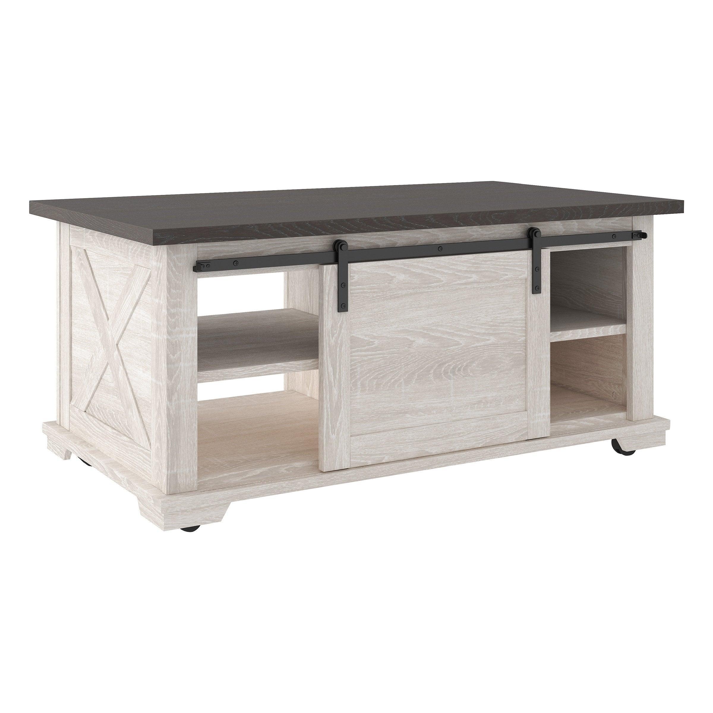 Dorrinson Two Tone Gray Antique White Lift Top Storage Rectangular Cocktail Table - Image 2
