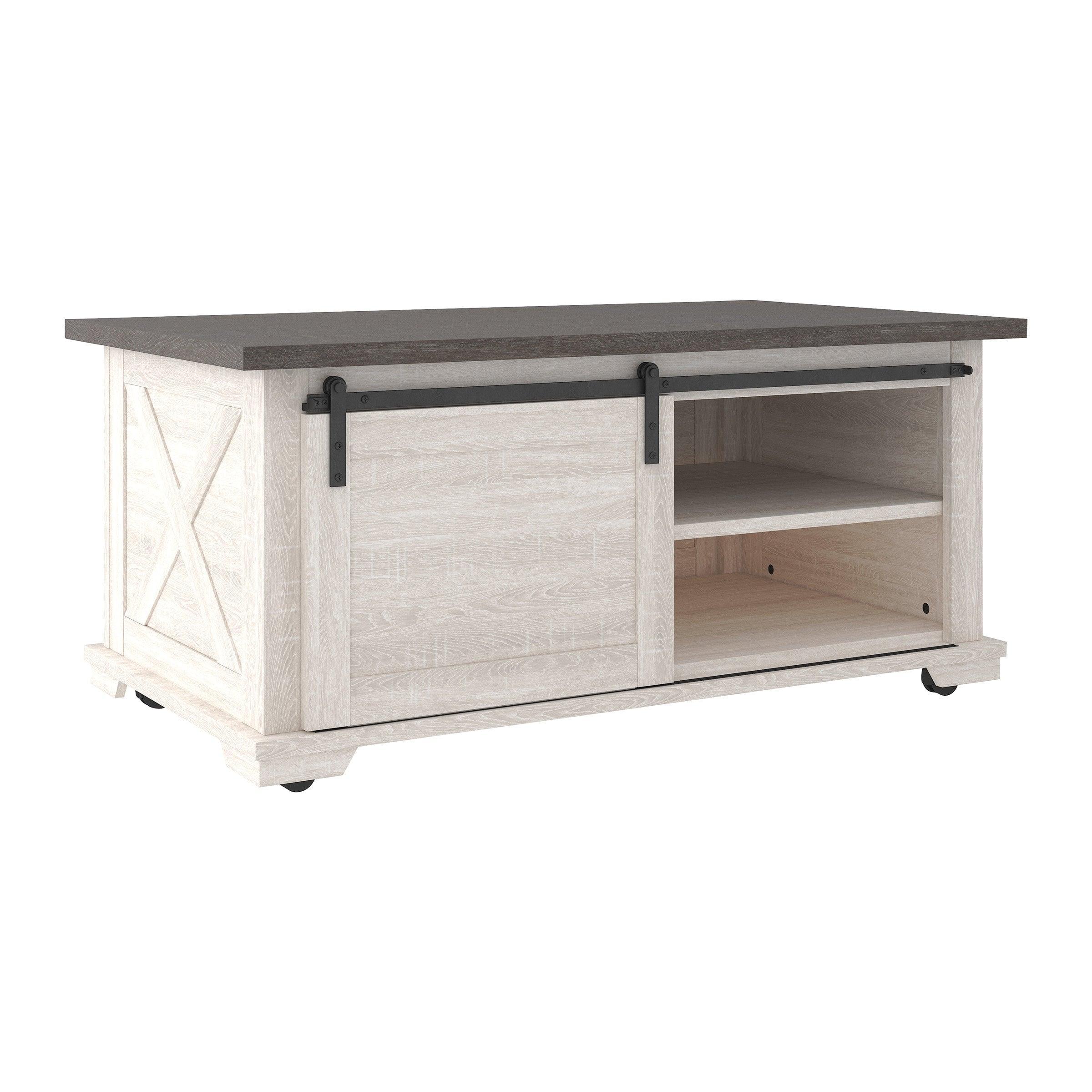 Dorrinson Two Tone Gray Antique White Lift Top Storage Rectangular Cocktail Table - Image 3