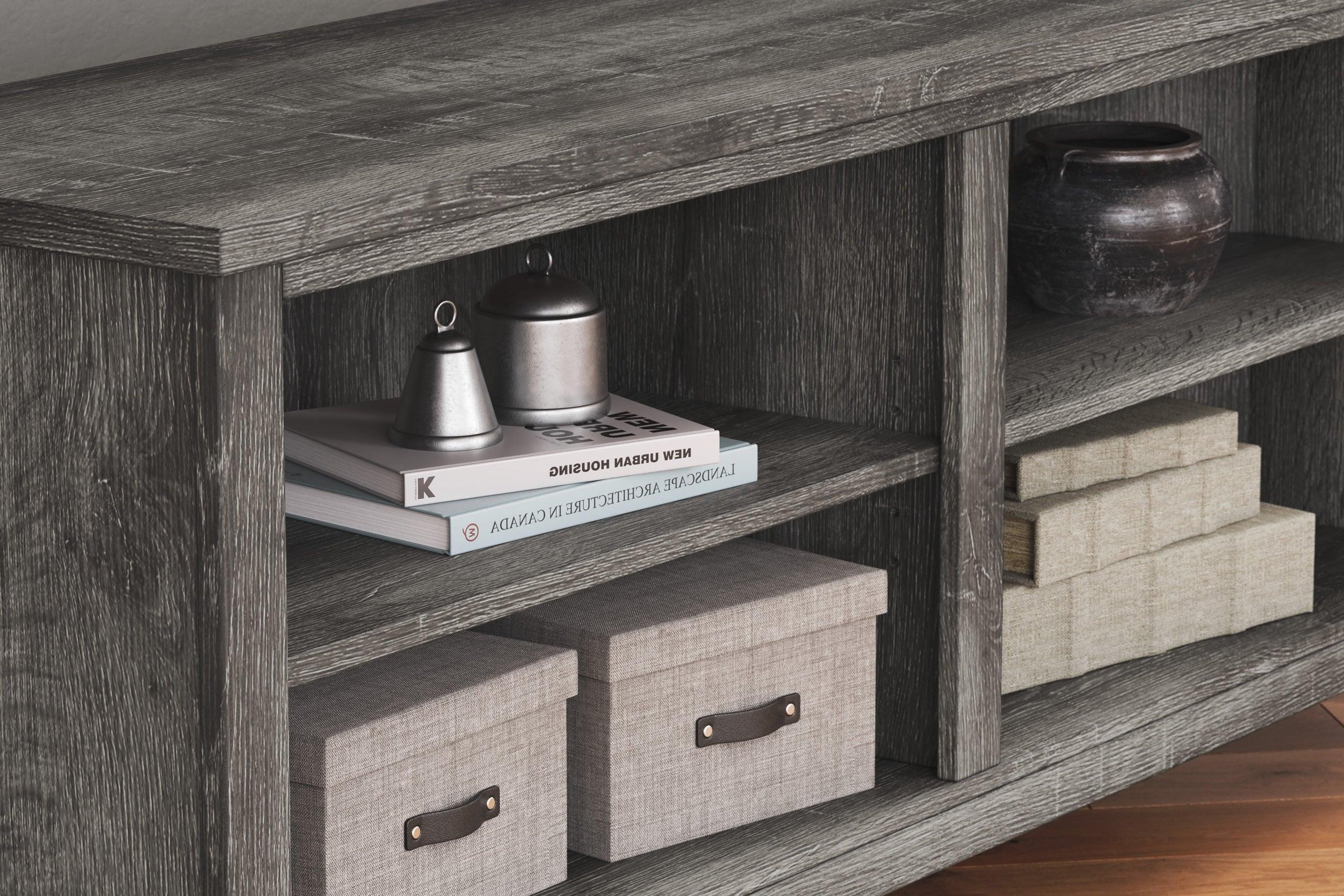 Arlenbry Gray Corner TV Stand With Storage - Image 3