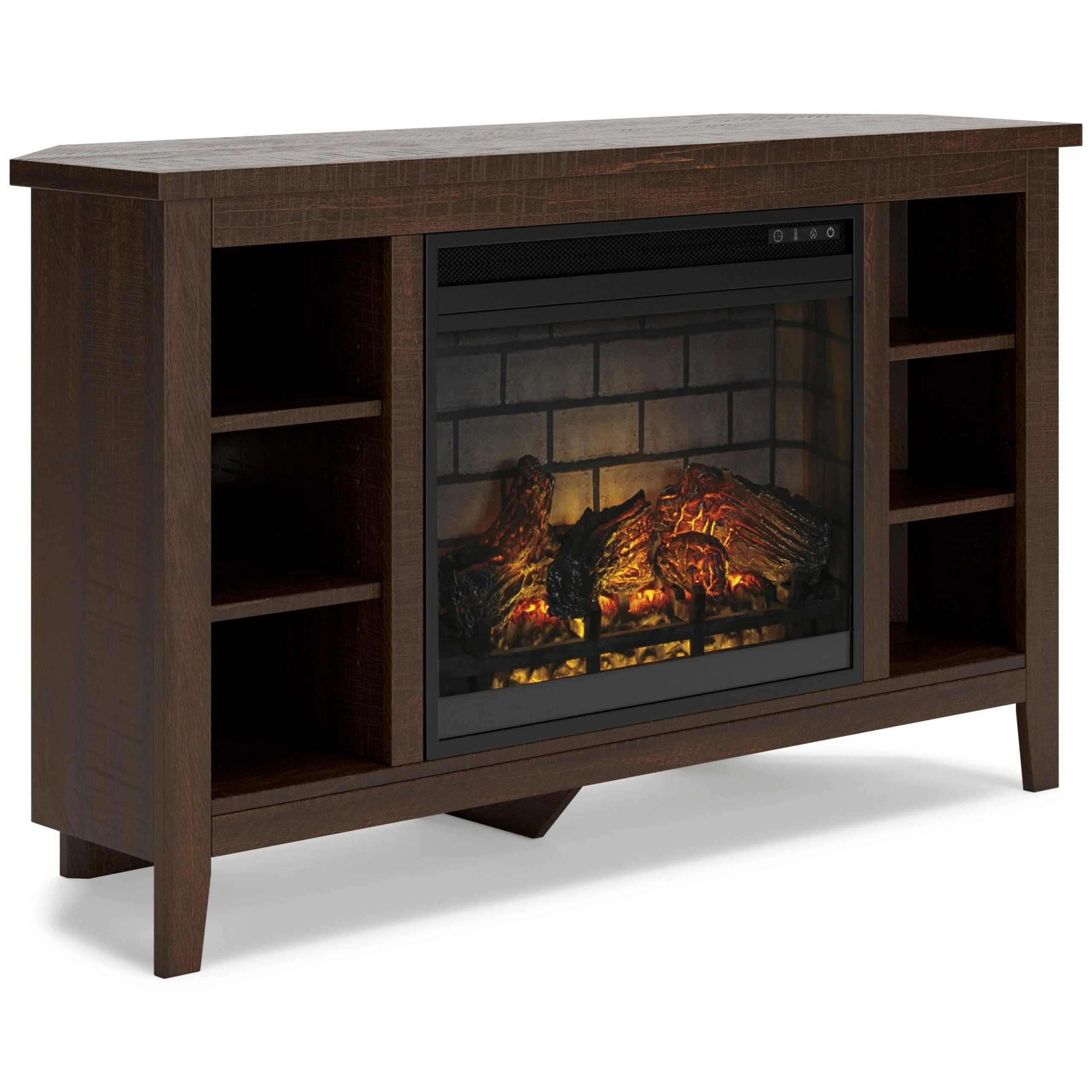 Camiburg Brown Corner TV Stand With Storage With Fireplace - Image 2